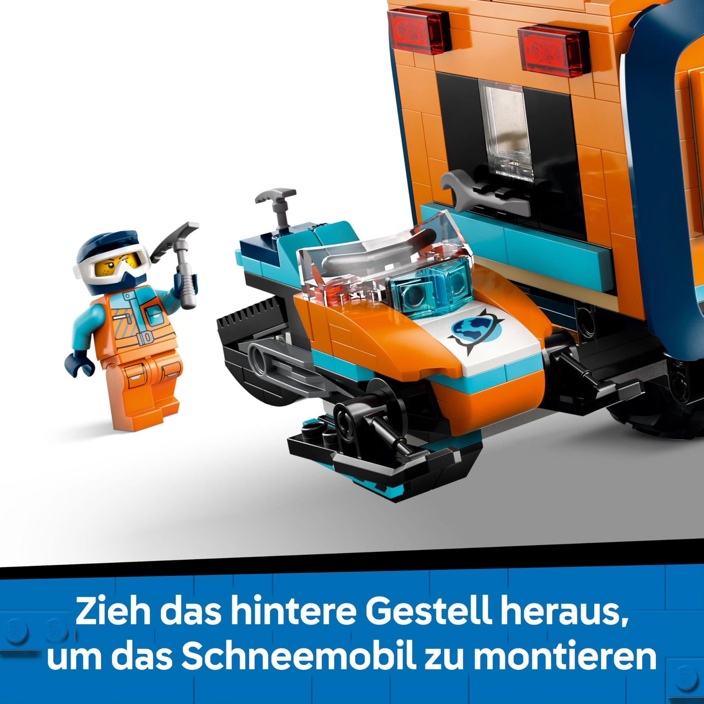 LEGO City Arctic truck with laboratory - building and play set - exploration vehicle with steering and suspension - including snow scooter, 5 mini figures and 3 wolf figures - gift for boys aged 8 and over - 60471