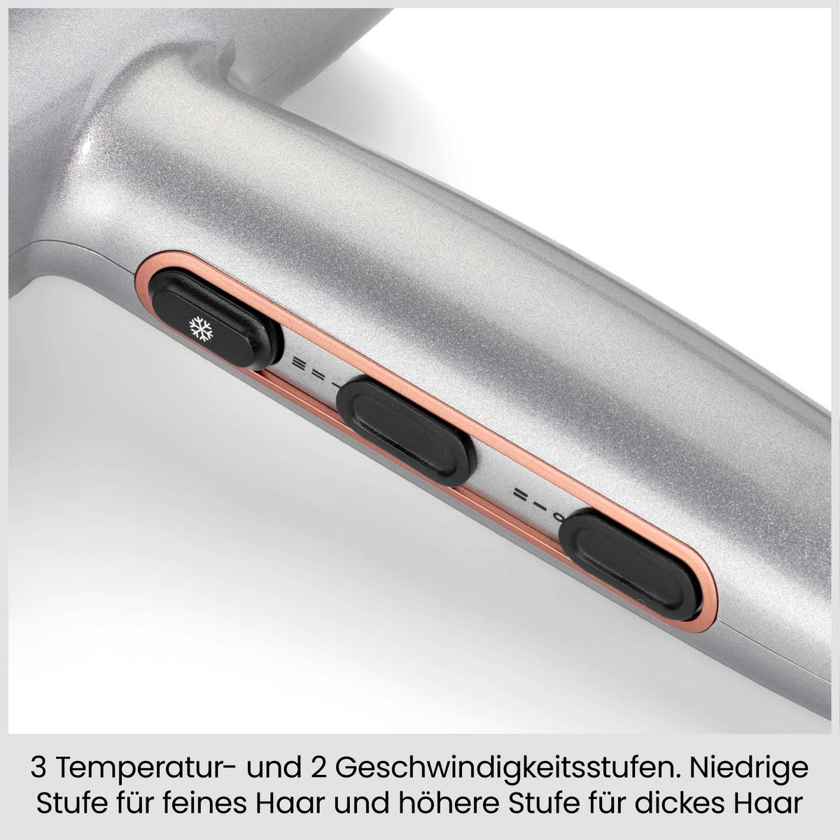 BaByliss Cosmos Uscător de păr ușor cu difuzor – 2100W Uscător puternic și elegant, tehnologie cu ioni împotriva frizz-ului, 3 niveluri de căldură și 2 viteze ale ventilatorului, argintiu, D580DE