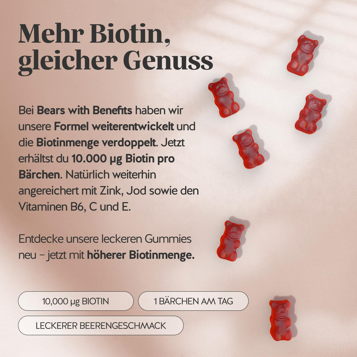 Bears with Benefits - Gummy Bears Biotin 10,000µg - For Hair - 90 Pieces