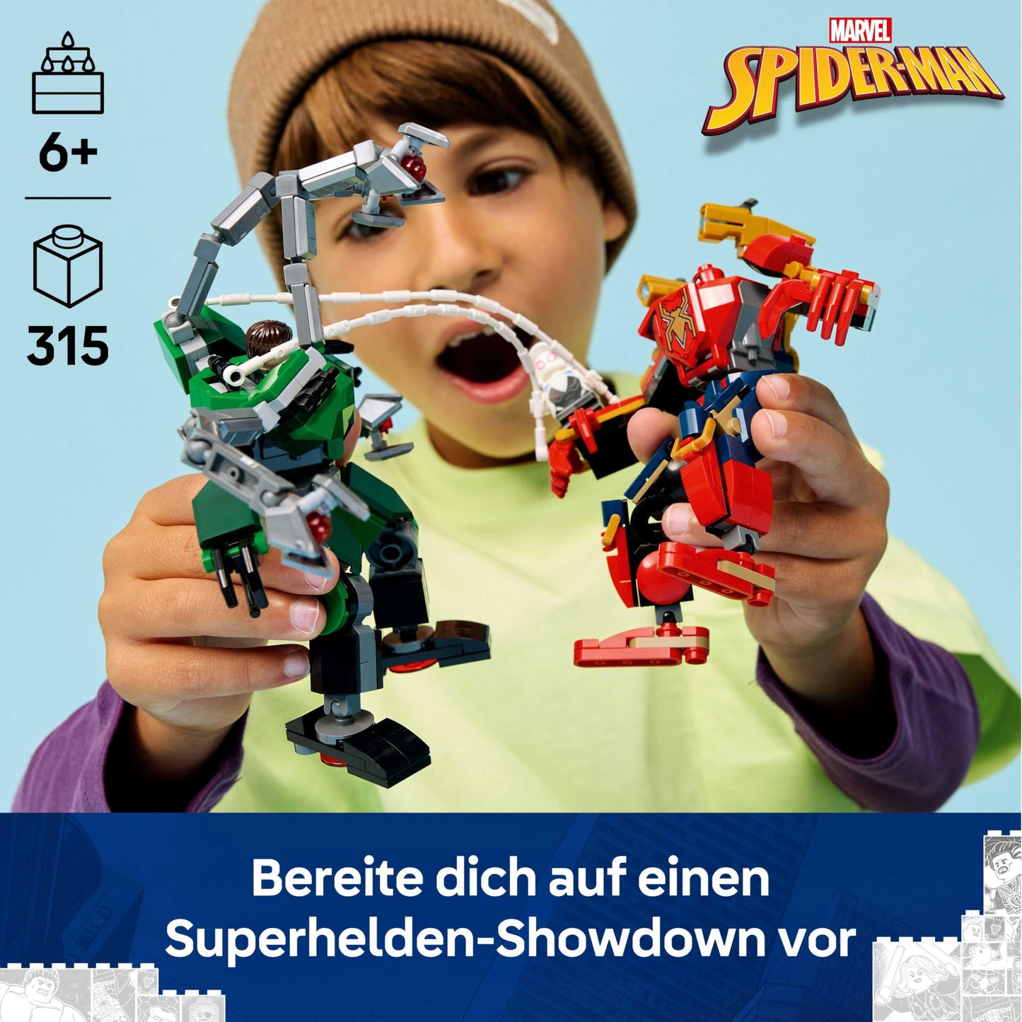 LEGO | Mech duel: Spider-Man vs. Doc Ock - superhero toy with 2 action figures, 3 minifigures, shooters - construction toy for children - gift for boys aged 6 and over and girls - 76338