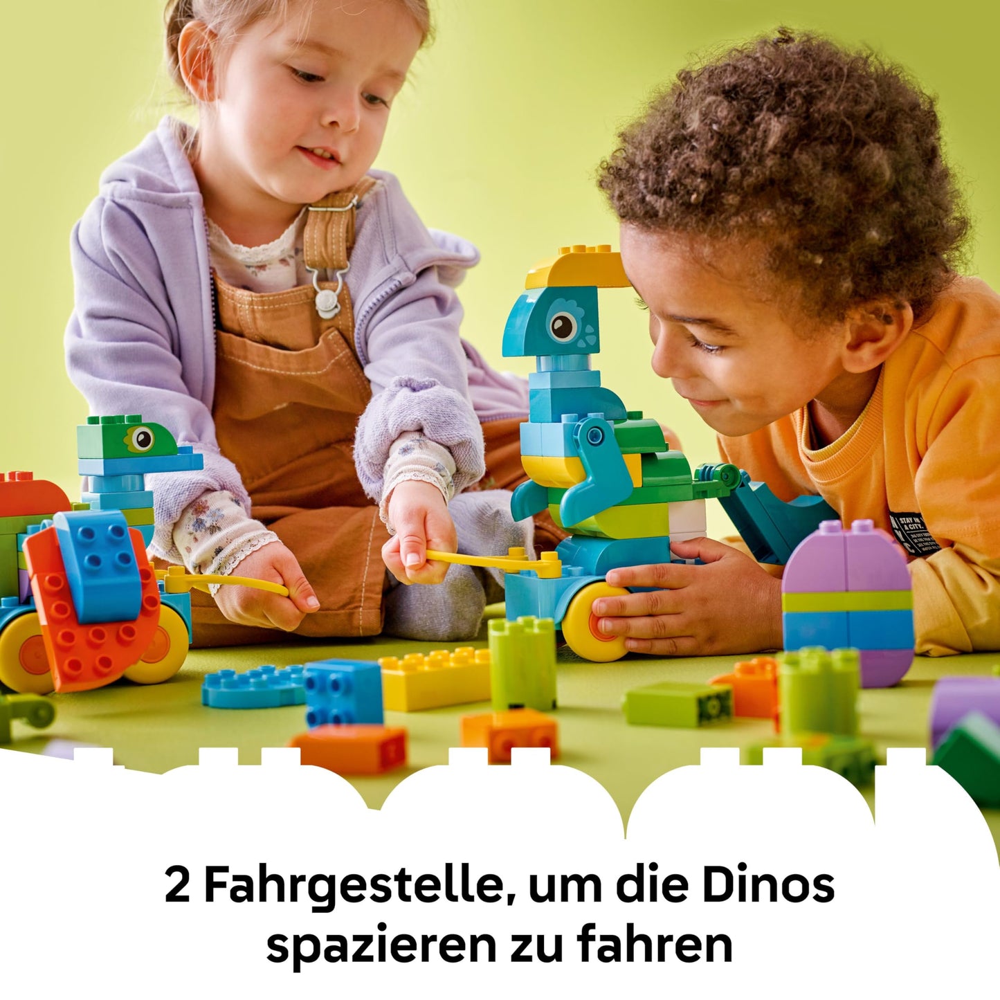LEGO DUPLO Town Dinos on Wheels 3-in-1 Set - Toys for Girls & Boys Ages 3+ - Diplodocus and T. rex, Triceratops & Stegosaurus or Pteranodon & Parasaurolophus Dinosaur Figures - 10451