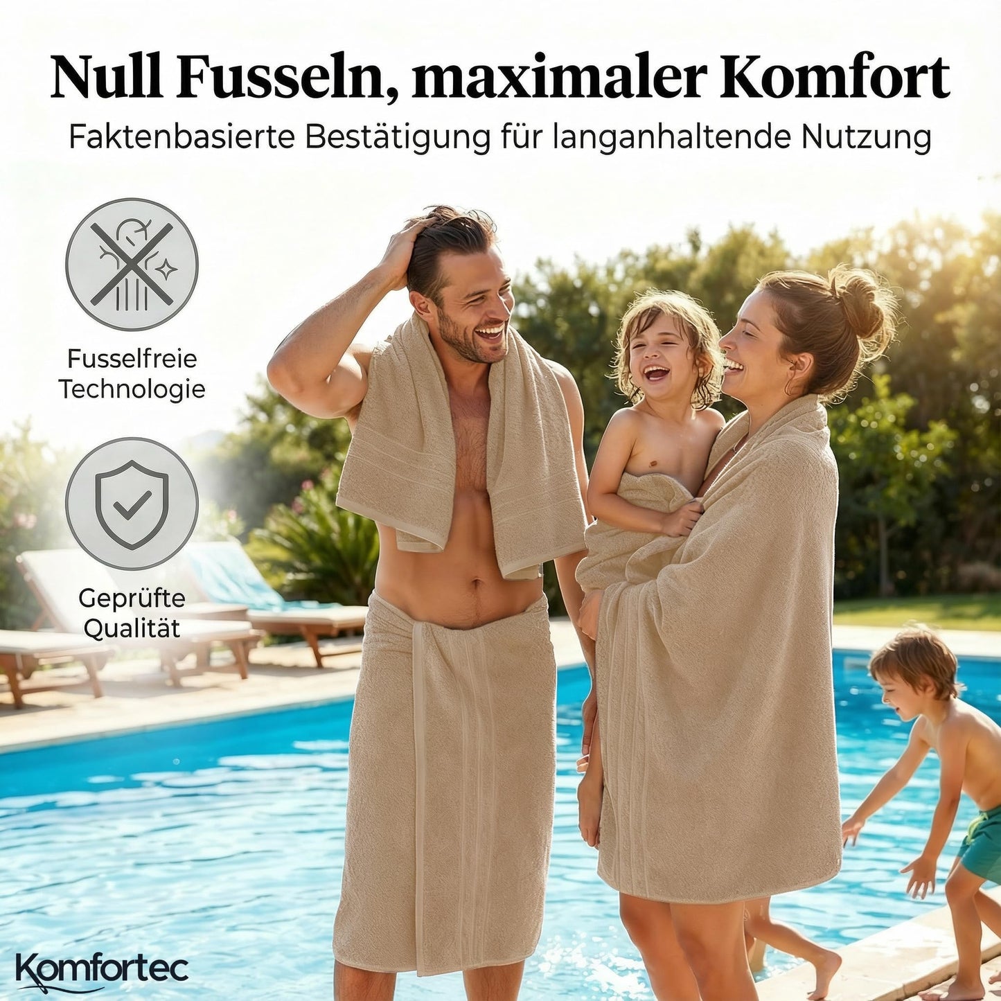 Komfortec 2 sauna towel set 80x200 cm, large sauna towels made of 100% cotton, sauna towels, fluffy and absorbent, quick-drying, sand/beige - 2er-80x200-beige