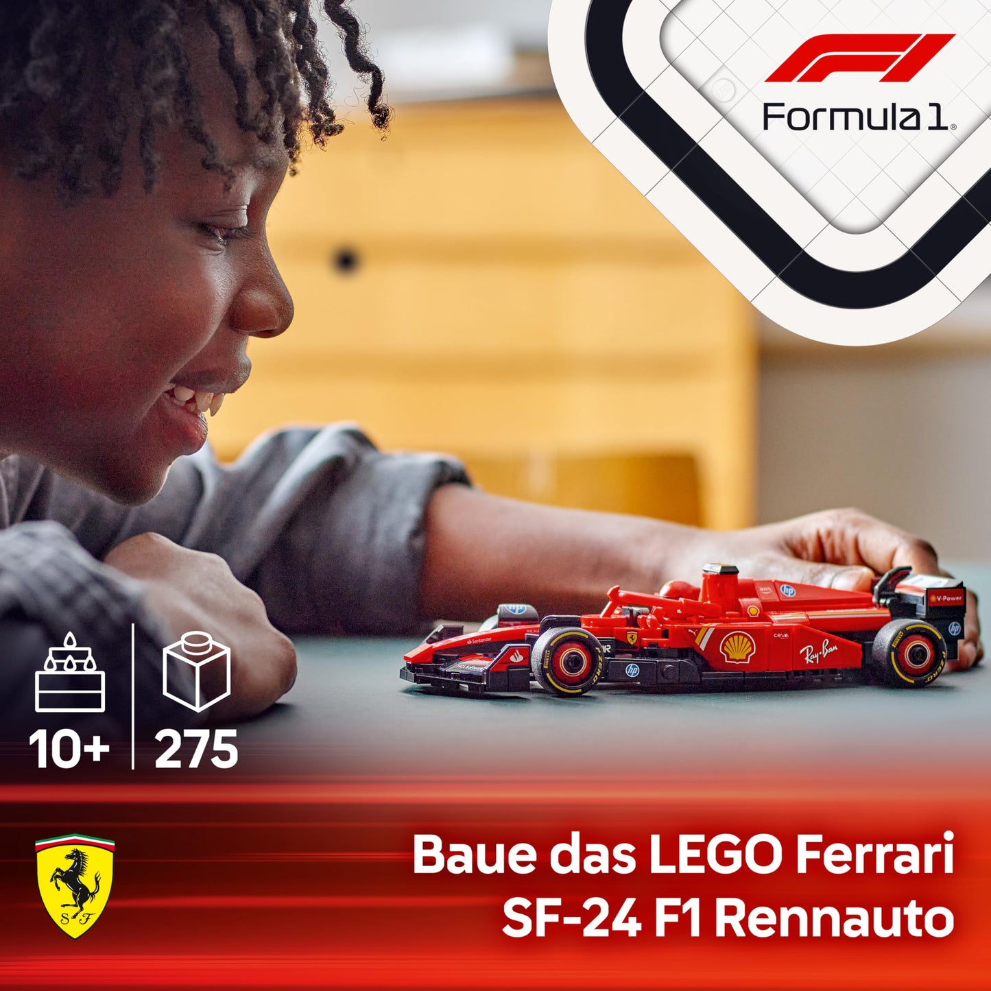 LEGO Speed Champions Ferrari SF-24 F1 racing car - model car set with driver - model building for children - toy with 1 minifigure - collectible Formula 1 gift for boys and girls - 77242