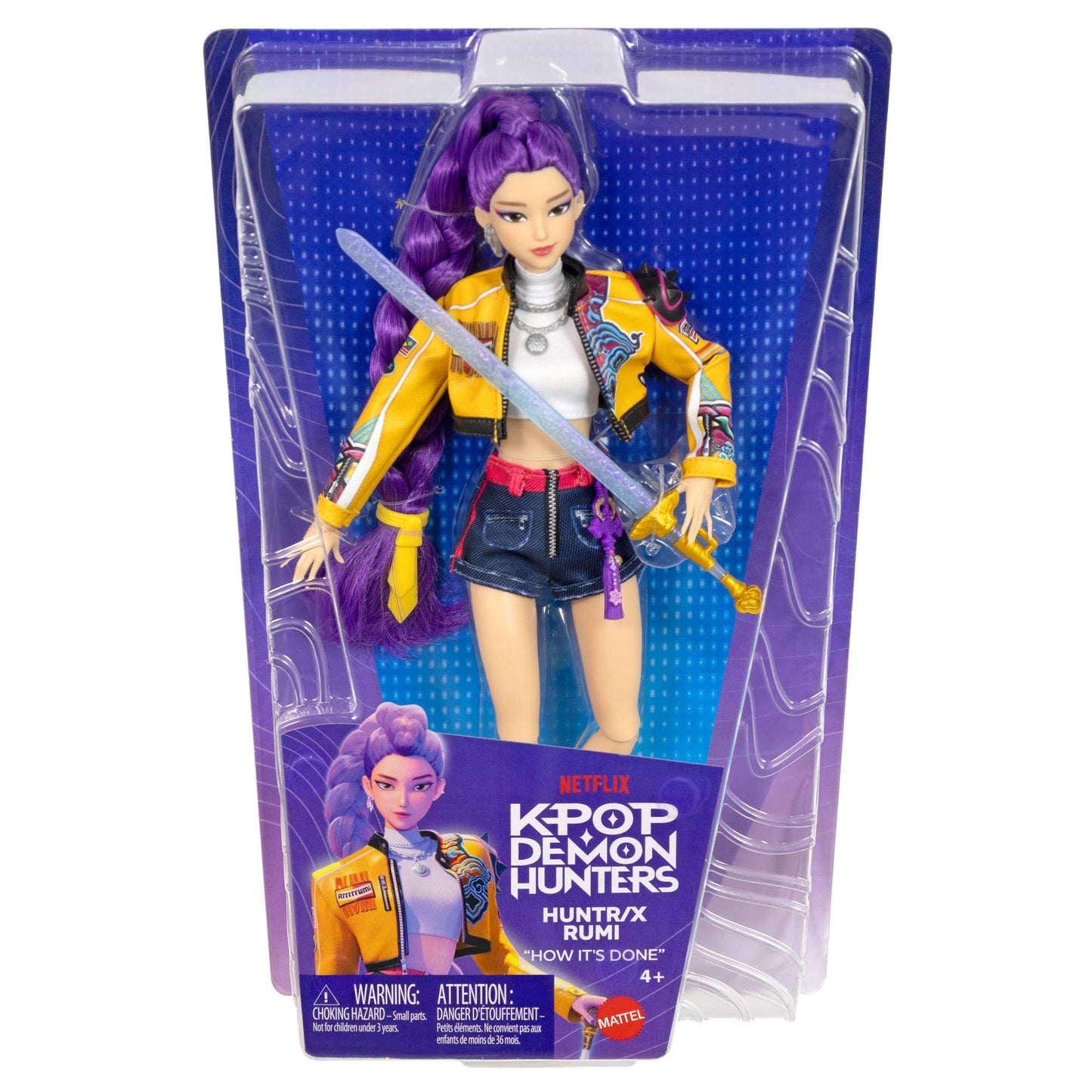 Mattel KPop Demon Hunters HUNTR/X Rumi Fashion Doll in How It's Done Stage Outfit with Sword Accessory, JRN35