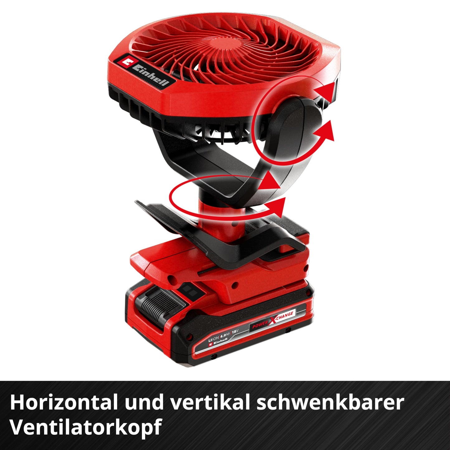 Einhell cordless fan GC-CF 18/110 Li-Solo Power X-Change (18 V, brushless, 3 speed levels, infinitely adjustable, many mounting options, without battery) - 3408061
