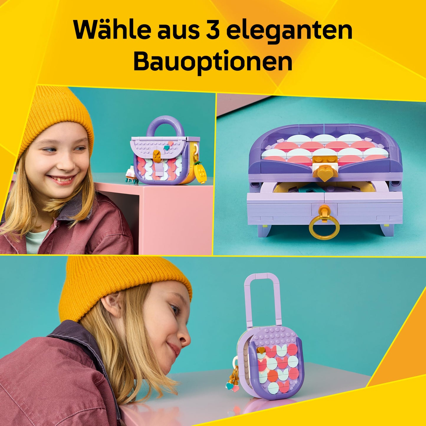 LEGO Creator 3-in-1 set fashionable bag with storage compartment - model building with 3 building options: handbag, suitcase or box - DIY children's room decoration - gift for girls and boys aged 8 and over - 31391