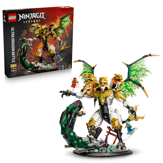 LEGO NINJAGO Duel with the Ultra Dragon - Toy with 4-headed action figure, snake & 4 minifigures with katanas - Children's room decoration - Gift for boys aged 12 and over and teenage fans - 71872
