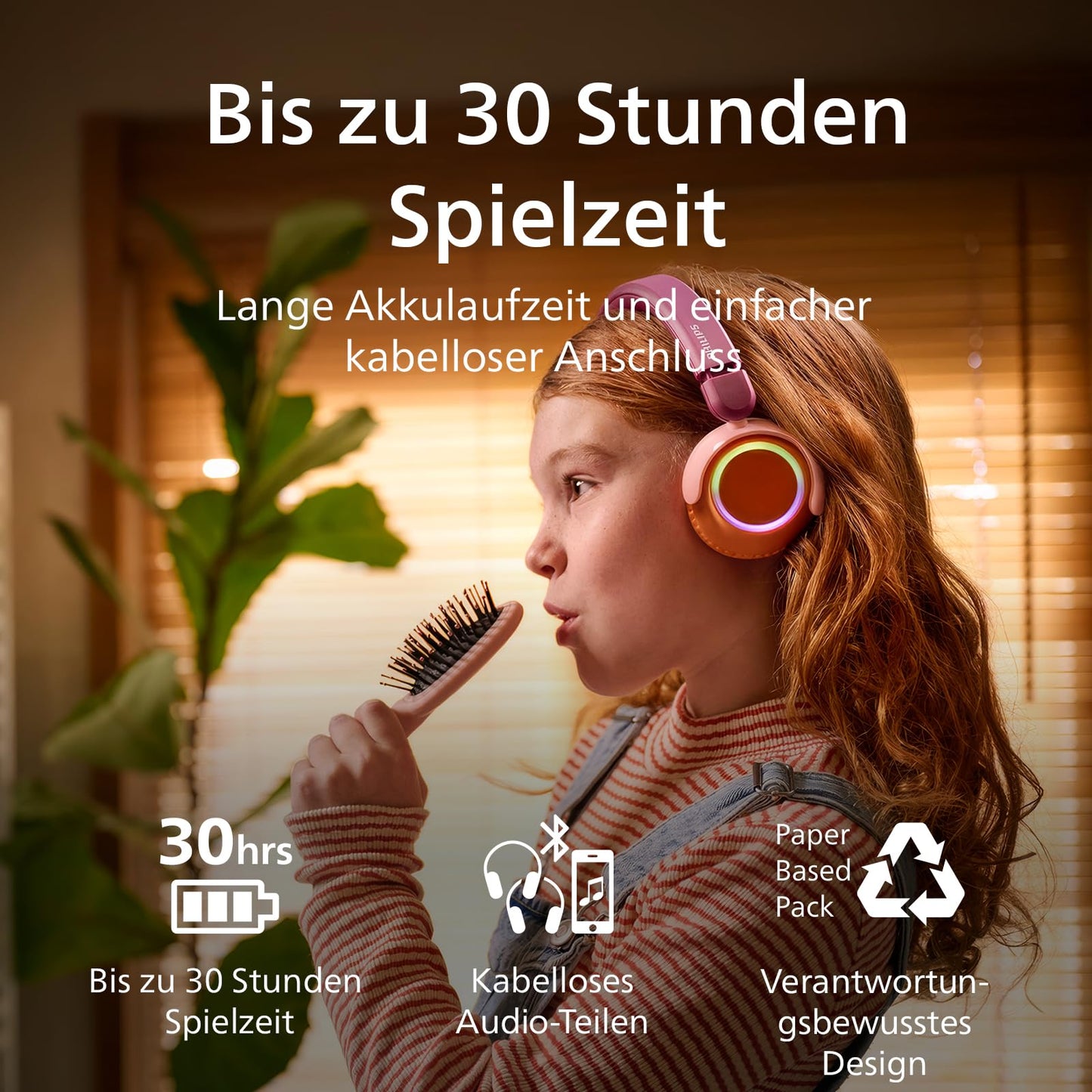 PHILIPS TAK4200MP 4200 Series Wireless Over-Ear Bluetooth Headphones for Kids, Foldable, 45H Playback, Volume Limited, Audio Sharing, with USB-C Cable - Magenta Purple - TAK4200MP/00