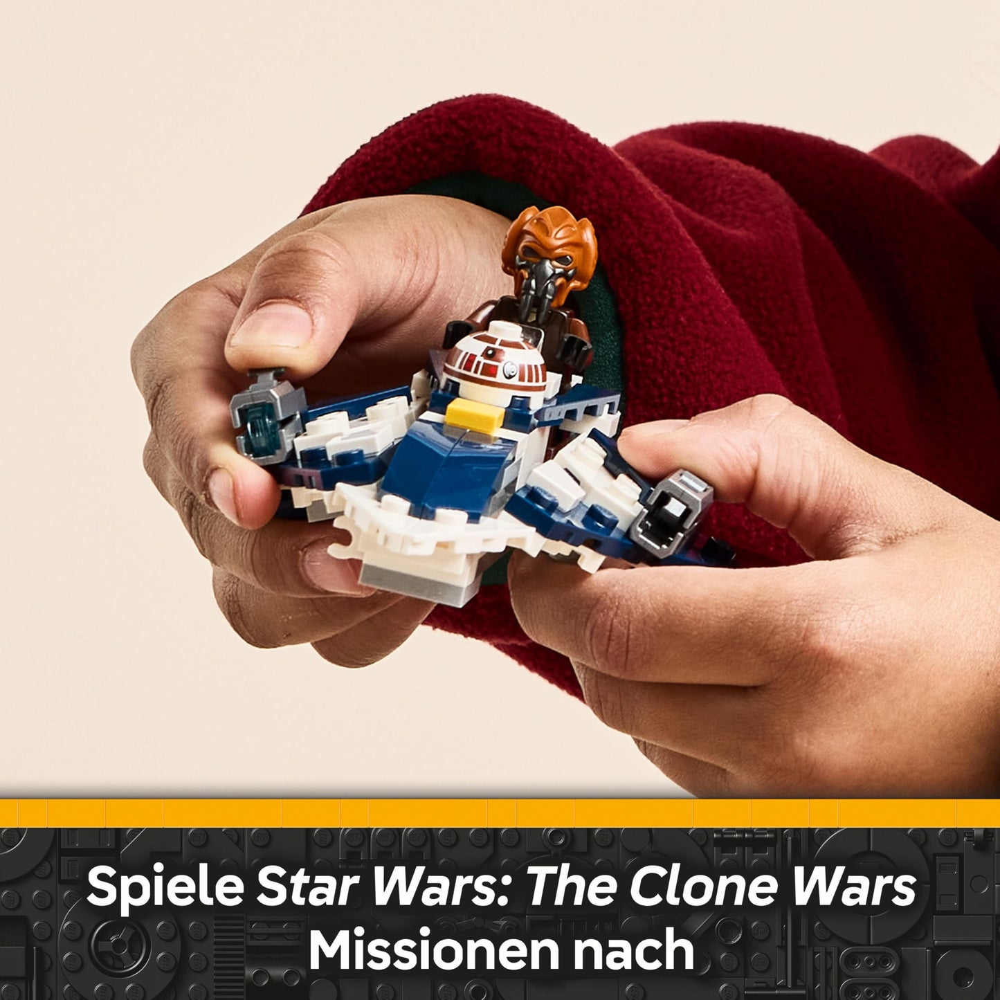 LEGO Star Wars 75400 Plo Koons Jedi Starfighter Microfighter building toy with 2 shooters - including mini figure with lightsaber - gift for boys aged 6 and up and fans of The Clone Wars