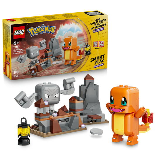 LEGO Pokémon SMART Play: Charmander and Kleinstein's Cave Duel - compatible interactive set with 2 SMART tags and 2 Pokémon figures - gift idea for children aged 6 and over - 72157