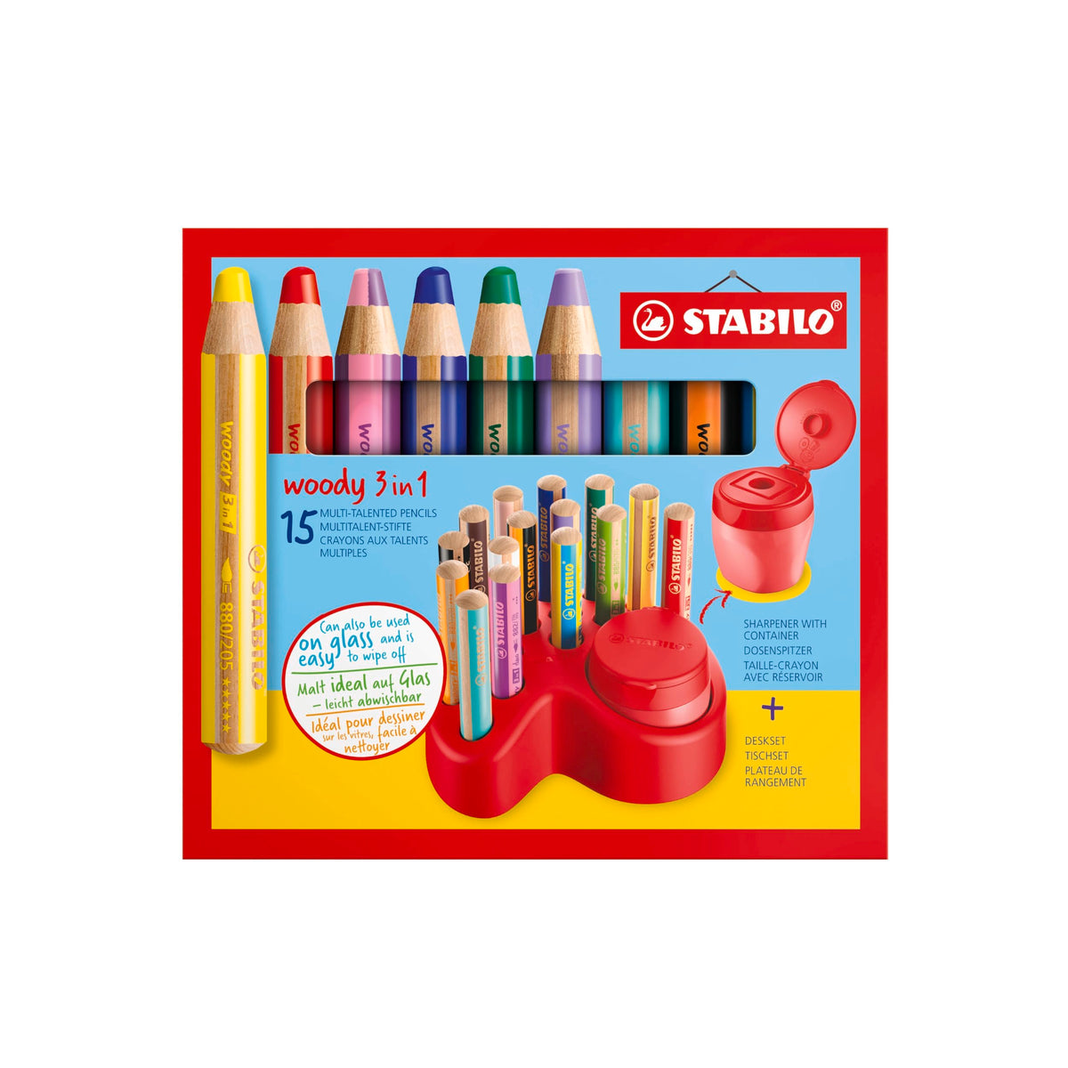 STABILO - colored pencil, watercolor & wax crayon - woody 3 in 1 - 880/15-01