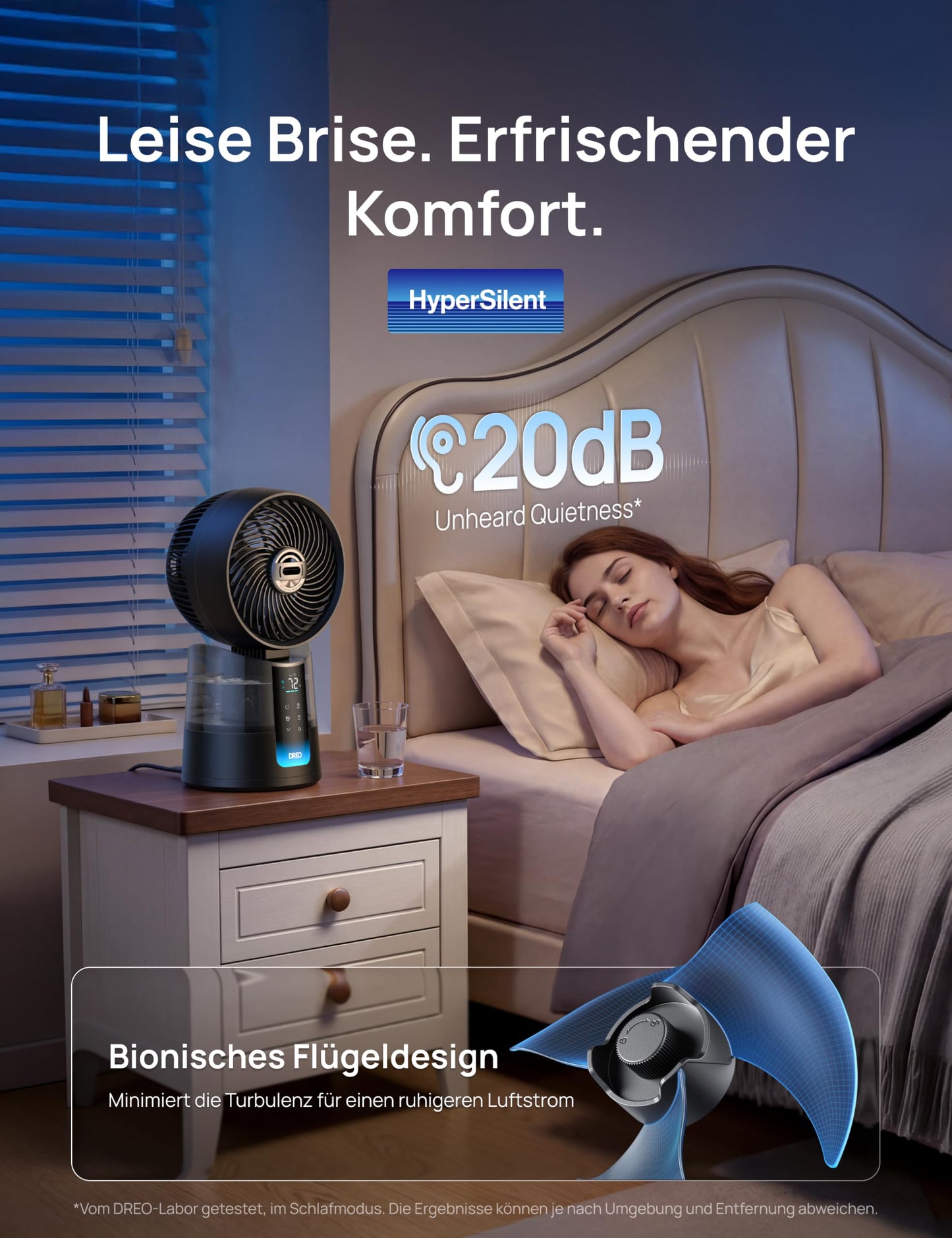 DREO TurboCool Mist Fan 516S, table fan with 150°+30° oscillation, evaporative cooler, 7.9 m/s, ultra-fine mist, 20 dB quiet, 6 speeds, 2 modes, app & remote control, RGB, gray - DR-HEC006S