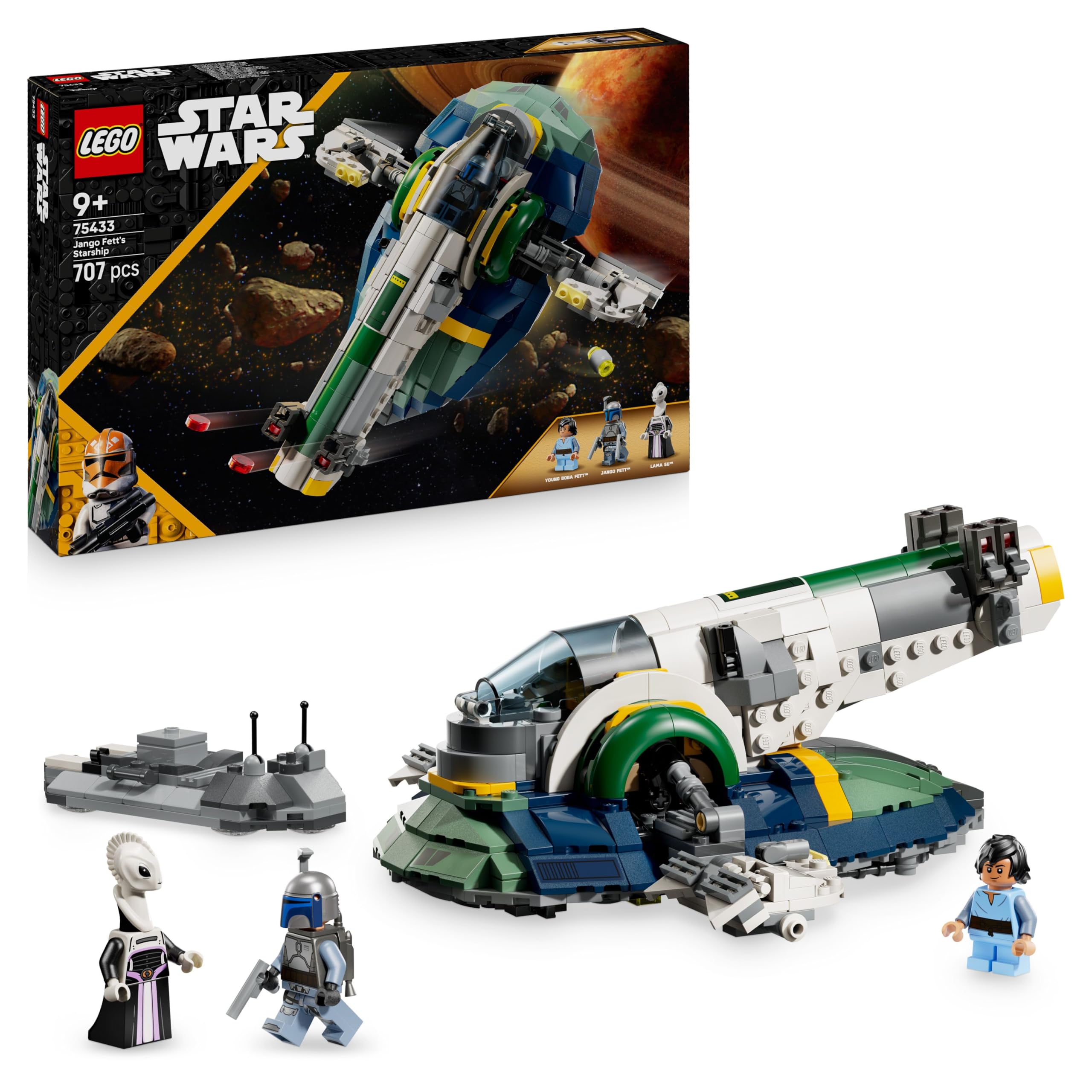 LEGO Star Wars: Attack of the Clones Jango Fett's starship - toy for boys and girls aged 9 and up - bounty hunter minifigures - creative DIY decoration - gift idea for children - 75433