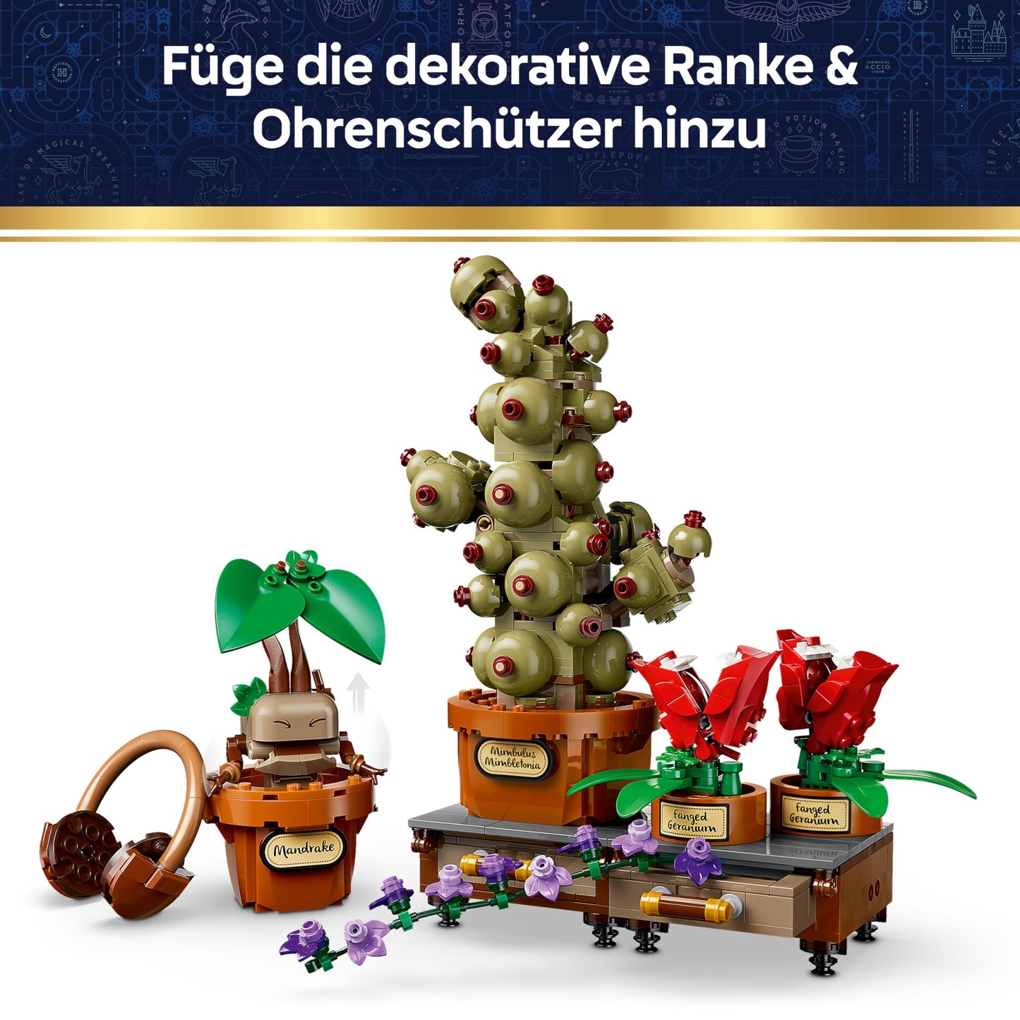 LEGO Harry Potter Hogwarts Castle: Herbology Plants - Interactive Toy - Artificial Potted Plants with Flowers - DIY Decoration - Gift for Girls, Boys & Teenage Fans Ages 12 and Up - 76474