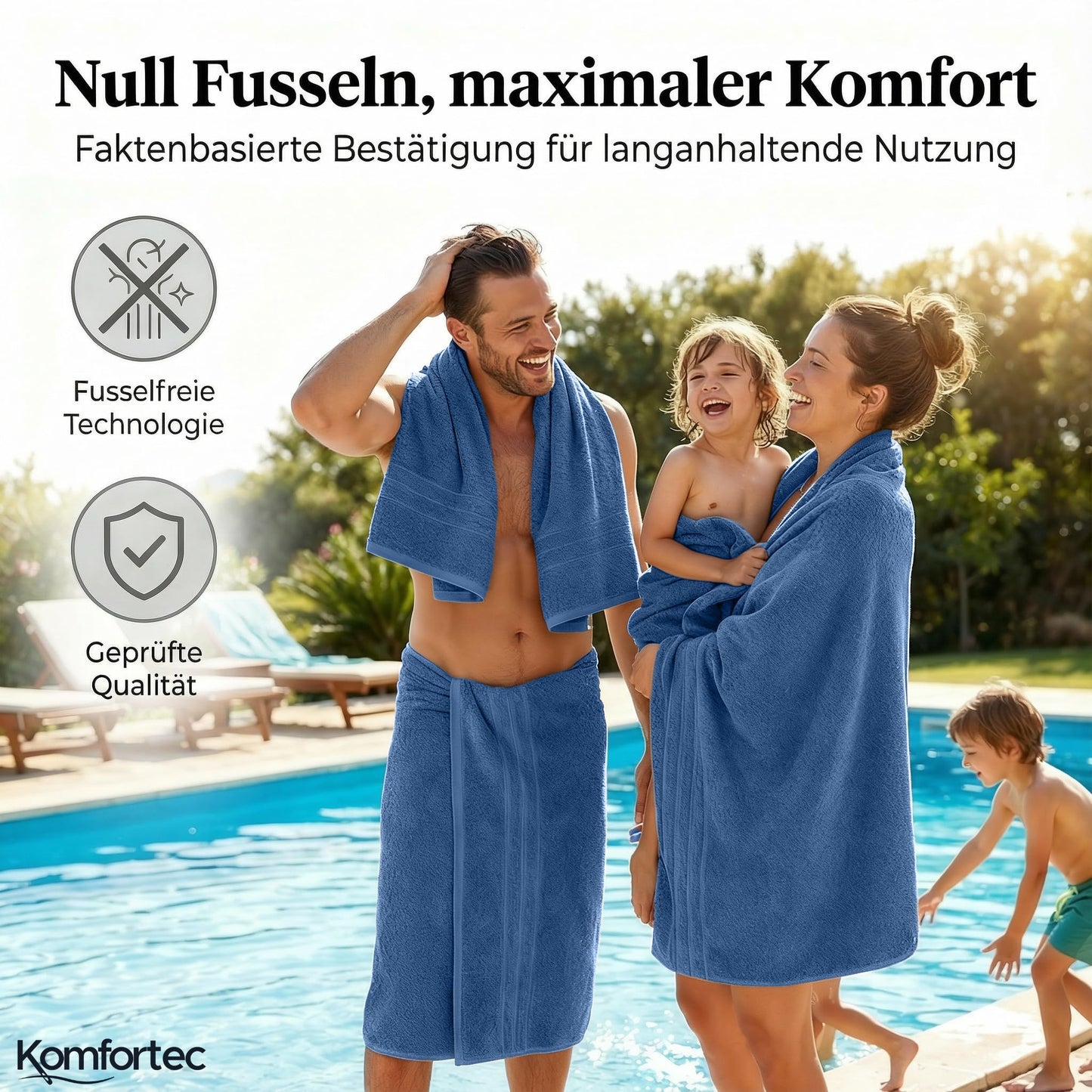 Komfortec 2 sauna towel set 80x200 cm, large sauna towels made of 100% cotton, sauna towels, fluffy and absorbent, quick-drying, light blue - 2er-80x200-hellblau