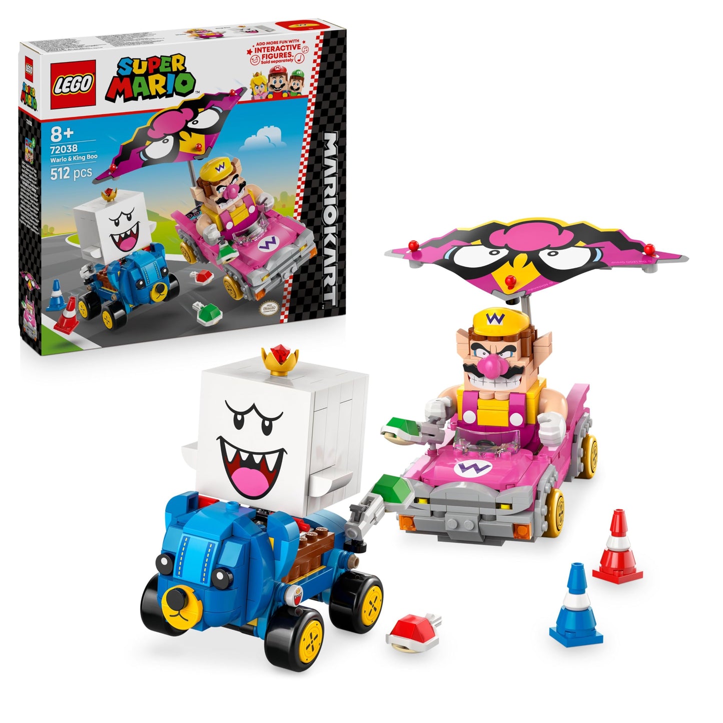 LEGO Super Mario: Mario Kart - Wario & King Buu Huu - Interactive toy with 2 cars and 2 figures for playing and displaying - Gaming gift for boys and girls aged 8 and up - 72038