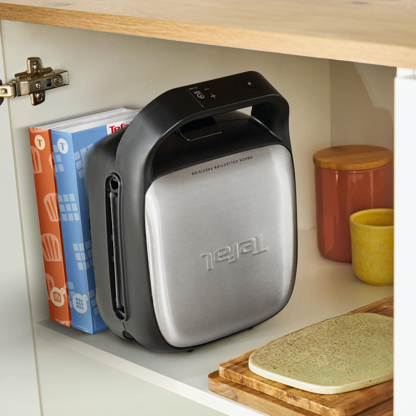 Tefal Snack Collection Precision Sandwich and Waffle Maker, 3 Preset Programs, Digital Screen with Timer, Non-Stick Coating, Space Saving Design, Silver/Black, SW872BF0