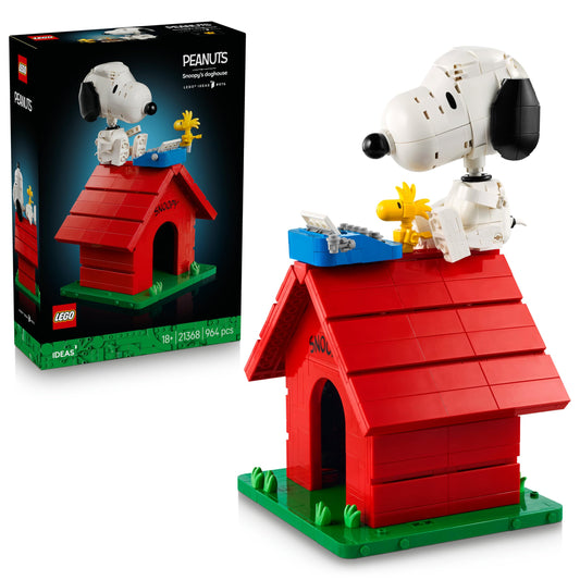 LEGO Ideas Peanuts: Snoopy's Doghouse - Model Building for Adults Snoopy and Woodstock Figures - DIY Decoration for Desk or Shelf - Gift Idea for Fans - 21368