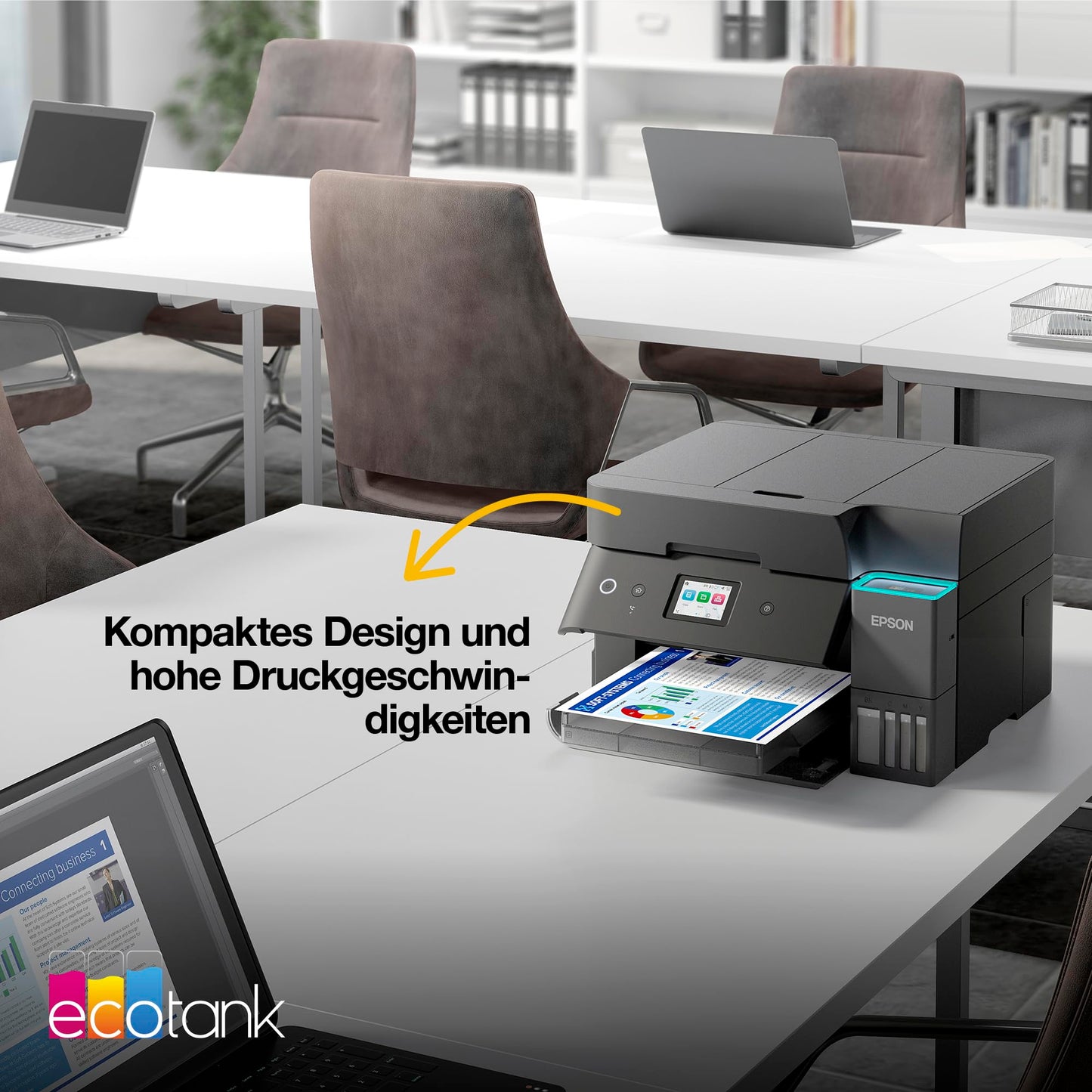 Epson EcoTank ET-4955 A4 multifunction printer with Wi-Fi & AirPrint ink tank, automatic document feeder, duplex printing, scanning, copy & fax, up to 3 years of ink included