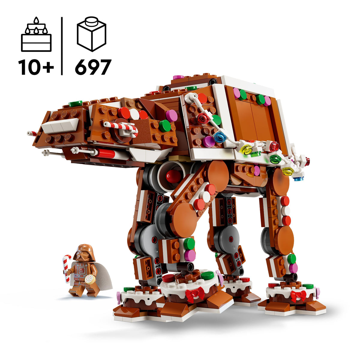 LEGO Star Wars 40806 Lebkuchen AT-AT - Set de construcție de Crăciun pentru copii, inclusiv figurina Darth Vader și sabie laser - Decorațiune pentru perioada sărbătorilor - Cadou pentru băieți și fete de la 10 ani și fani.