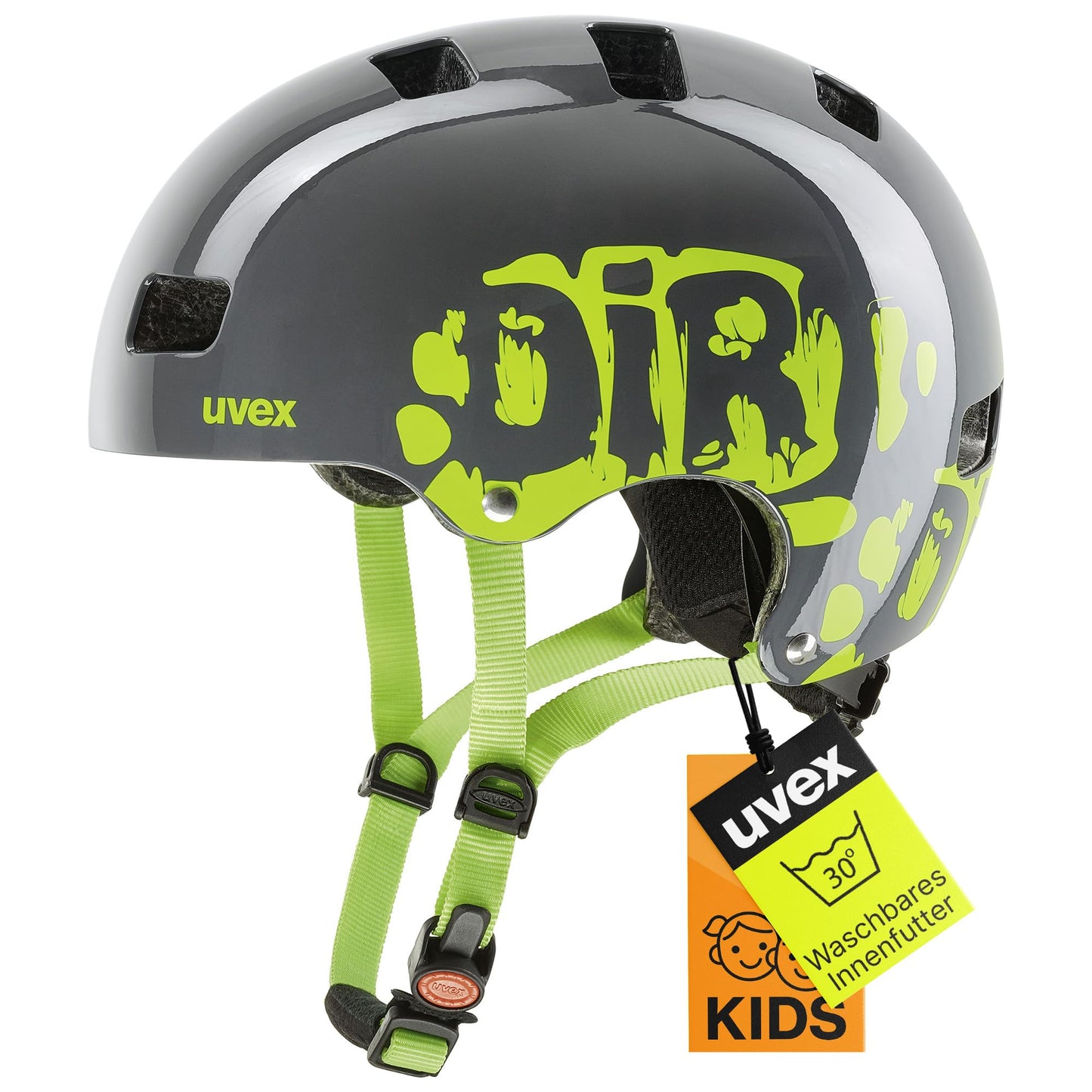 Uvex children's bicycle helmet Kid 3, gray (dirt bike gray-lime), 51-55 cm - S4148191115