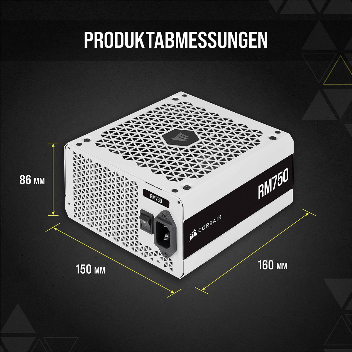 Corsair RM750 (2021), RM Series, 750 Watt 80 Plus Gold Fully Modular ATX Power Supply (Three EPS12V Connectors, Quiet Operation, Zero RPM Fan Mode, Capacitors Rated for 105 °C) White - CP-9020231-EU