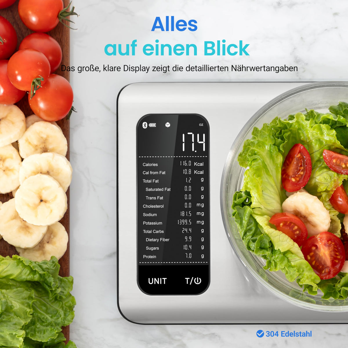 Cosori Stainless Steel Digital Kitchen Scale, Kitchen Scale with APP Nutritional Calculation - CNS-R101S