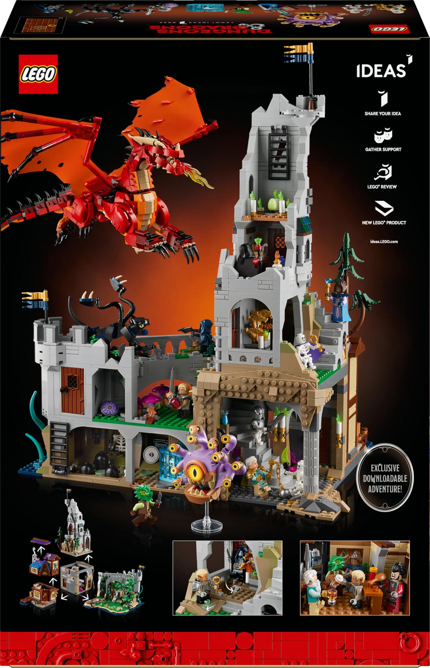 LEGO Ideas Dungeons & Dragons: The Legend of the Red Dragon Building Set for Adults, Dungeons and Dragons Gift Ideas for Fans, Fantasy Building Set, Creative Activity 21348