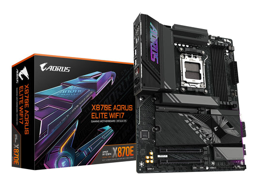 GIGABYTE X870E A Elite WIFI7-Mainboard - Suportă procesoare AMD Ryzen 9000, 16+2+2 faze Digital-VRM, până la 8000MHz DDR5 (OC), 3xPCIe 5.0, Wi-Fi 7, 2.5GbE LAN, USB 4