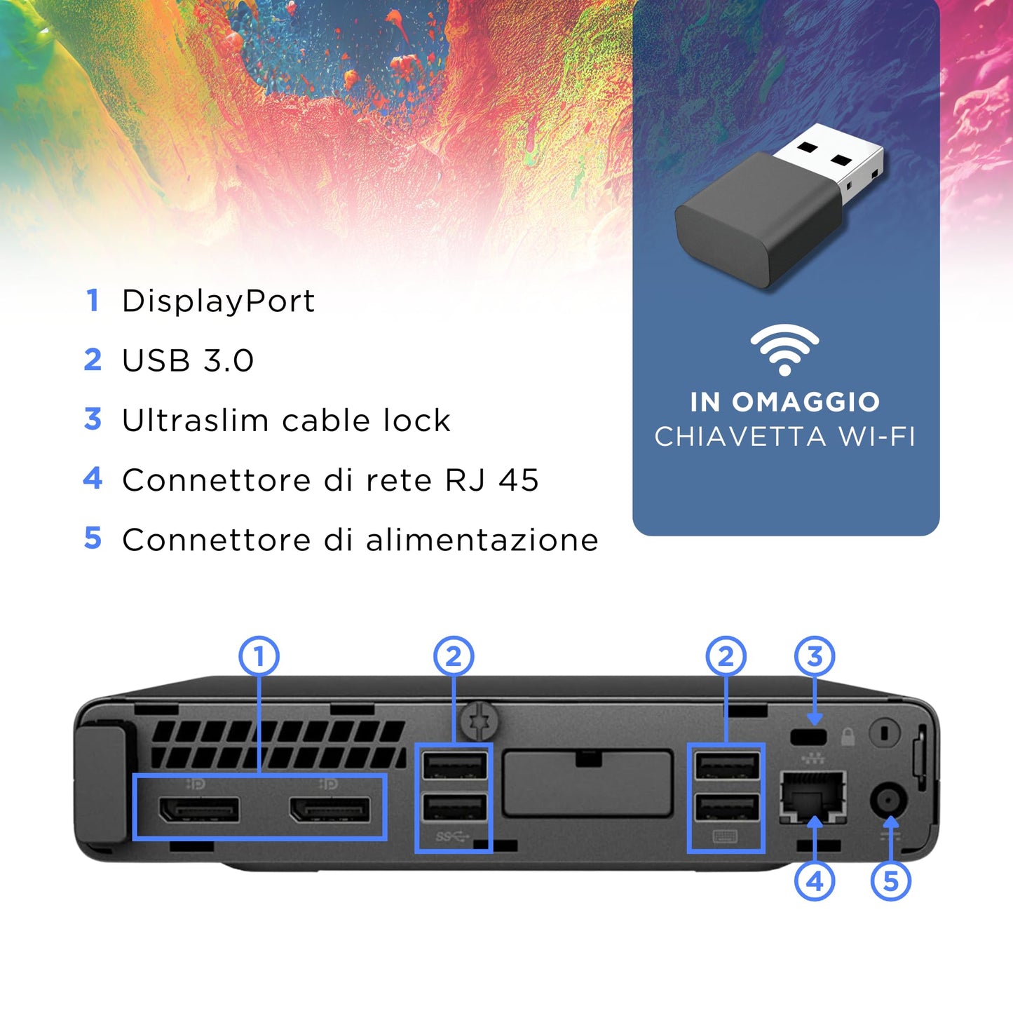 HP EliteDesk 800 G5 - Mini Intel i5-9500T 6 Core 2.20 GHz - RAM 16 GB SSD 512 GB - Desktop Tiny immediately ready for use with Windows 11 - free WLAN stick (generally overhauled)