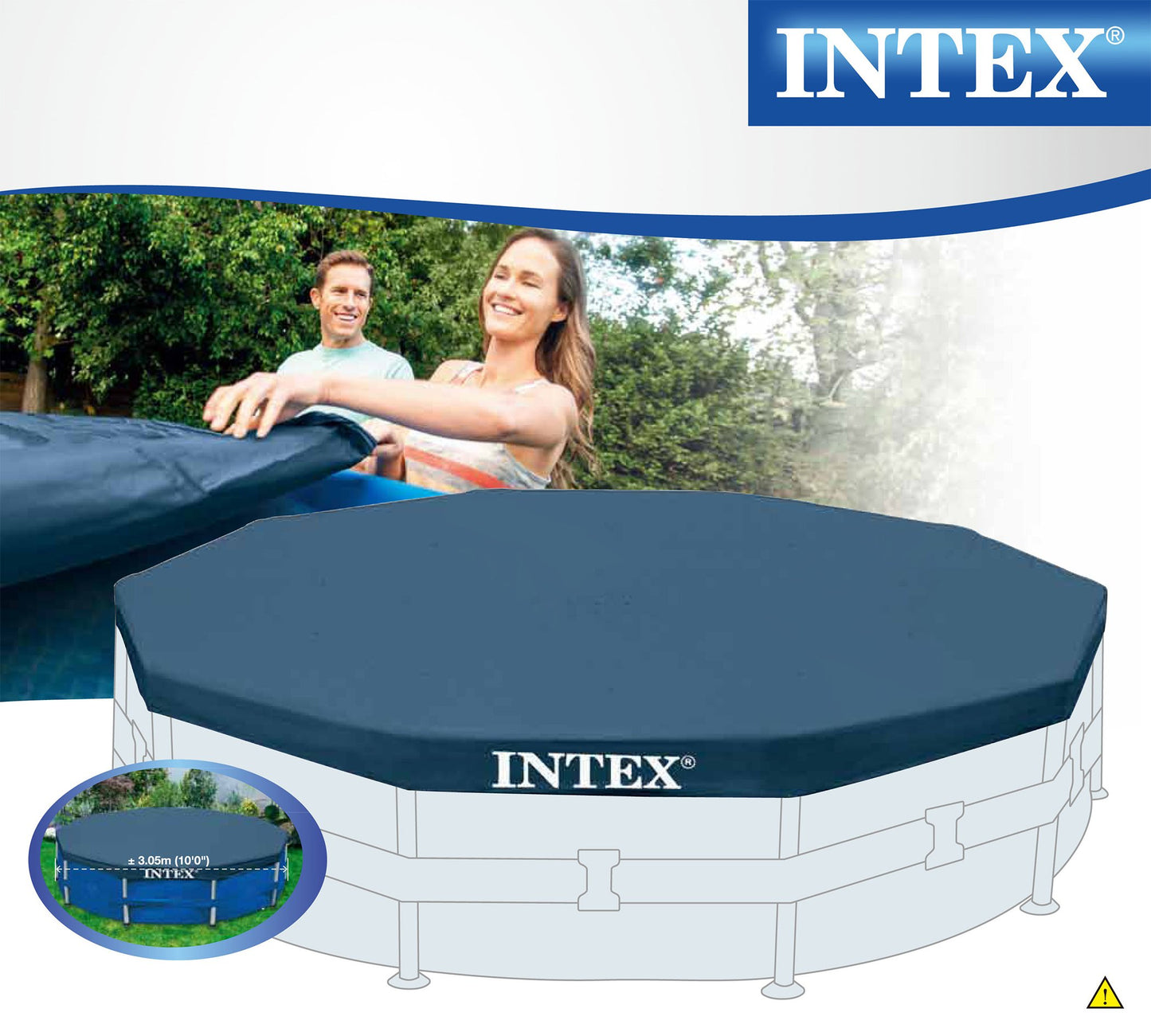 Intex Round Pool Cover - Pool tarpaulin - For Metal and Prism Frame Pool 58108 Blue 10 ft - 28030