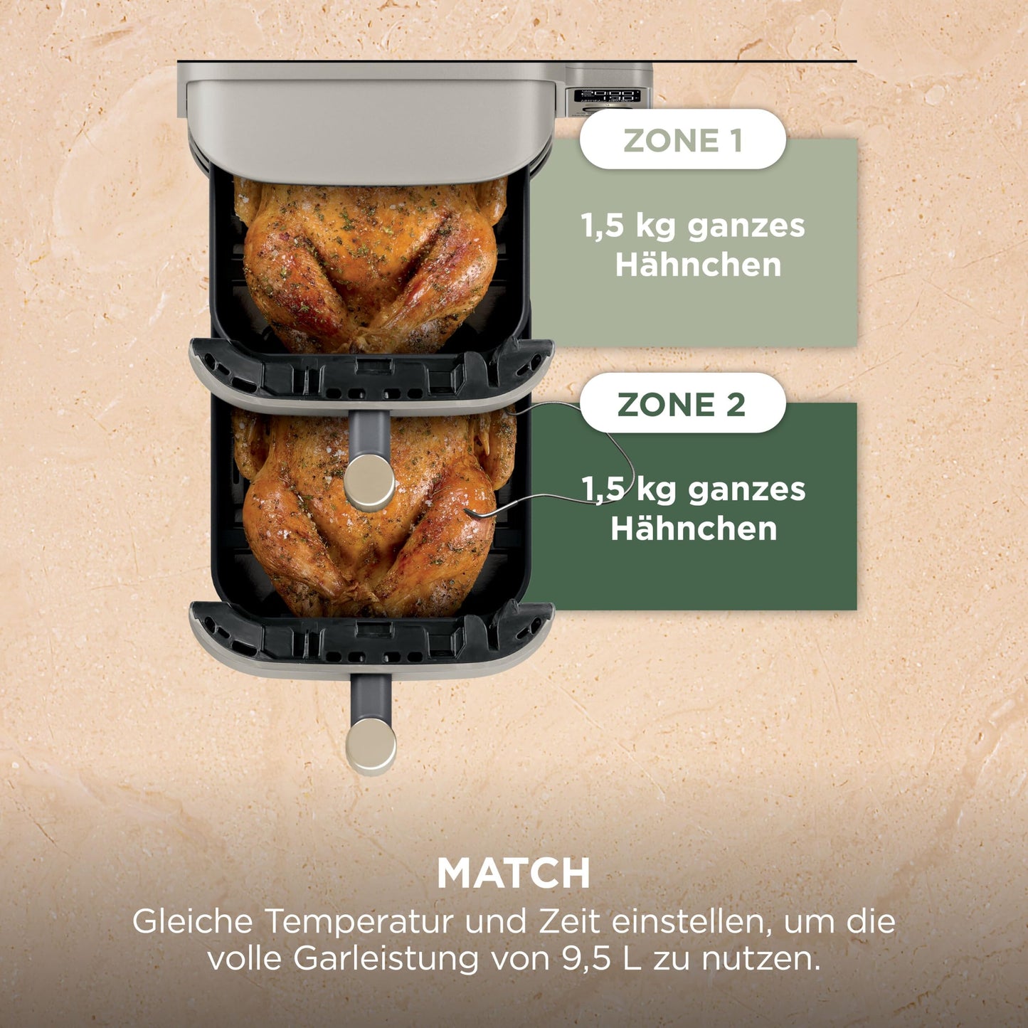 Ninja Double Stack XL Air Fryer with Digital Thermometer and 2 Vertical Drawers, 4 Tiers, and 2 Racks, 9.5L Capacity, 6 Functions, 8 Servings, Steingold SL451EUSD