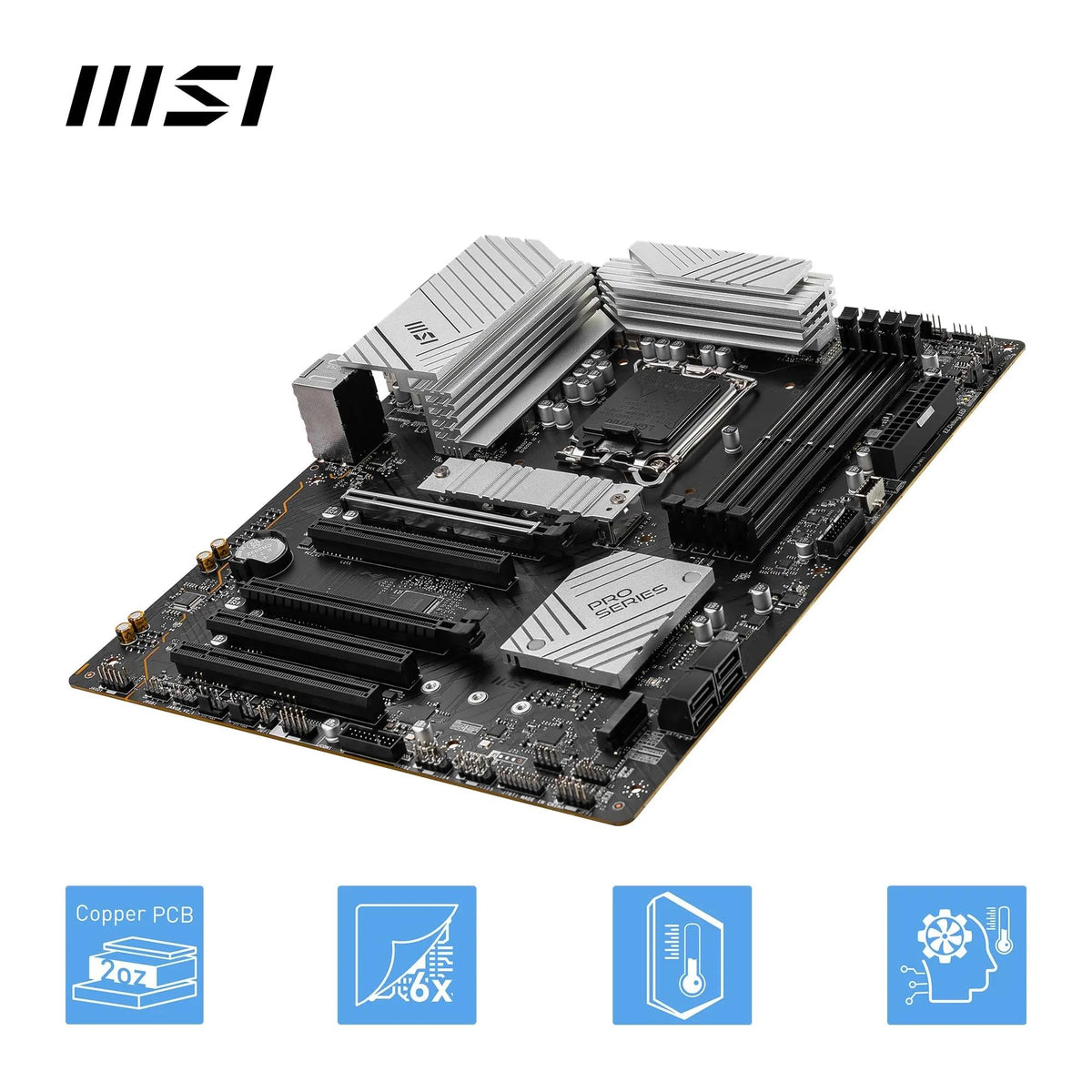 Placa de bază MSI PRO B760-P II, ATX - Suportă procesoare Intel Core de generația a 14-a, a 13-a și a 12-a, LGA 1700 - Memorie DDR5 Boost 7000+MHz/OC, sloturi PCIe 4.0 x16, sloturi M.2 Gen4, LAN 2.5G - 7E29-002R