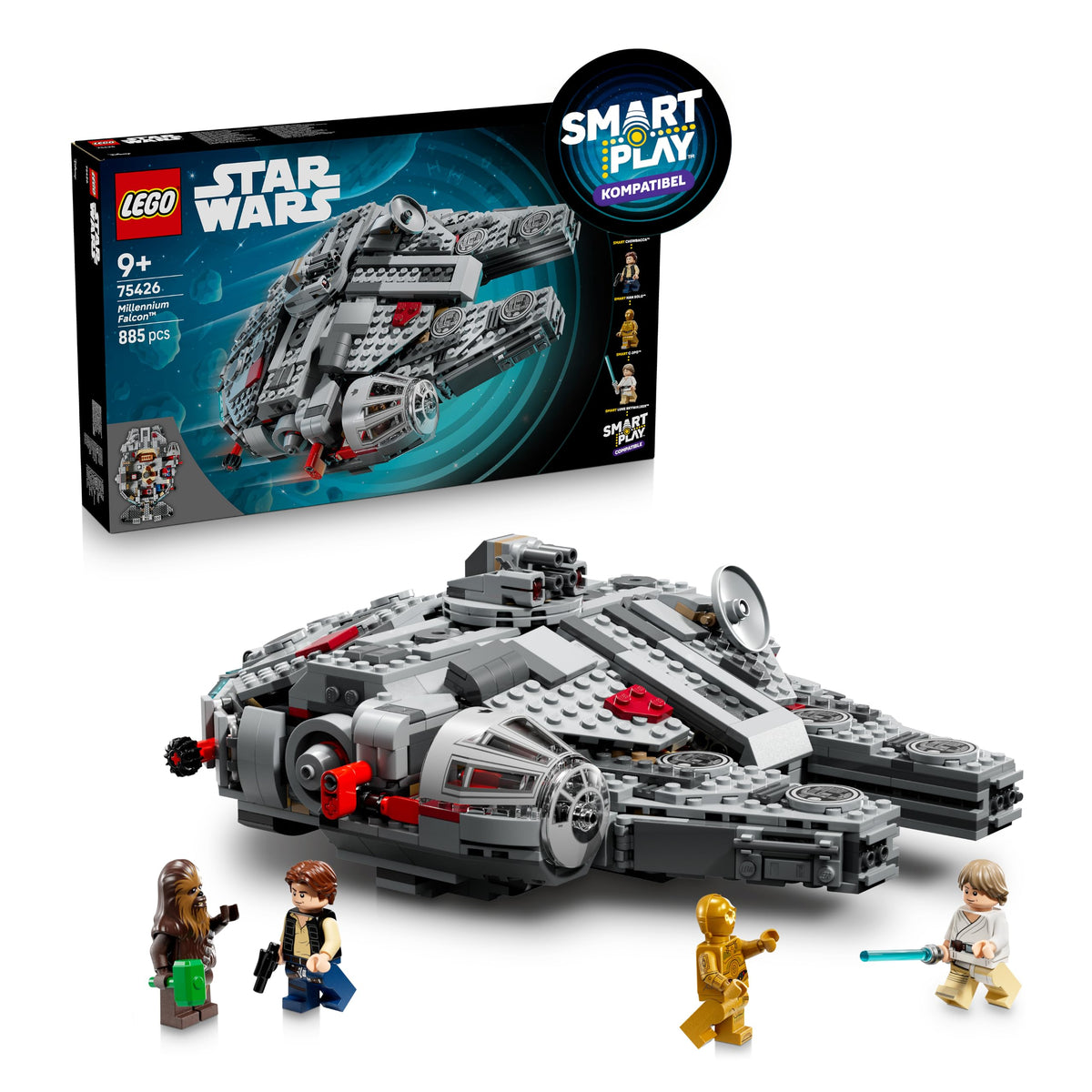 LEGO Star Wars SMART Play Bundle: Setul All-In-One Luke’s Red Five X-Wing 75423 & Setul Compatibil Millennium Falcon 75426 - Jucării Interactive - Cadouri pentru băieți și fete de 9+ ani