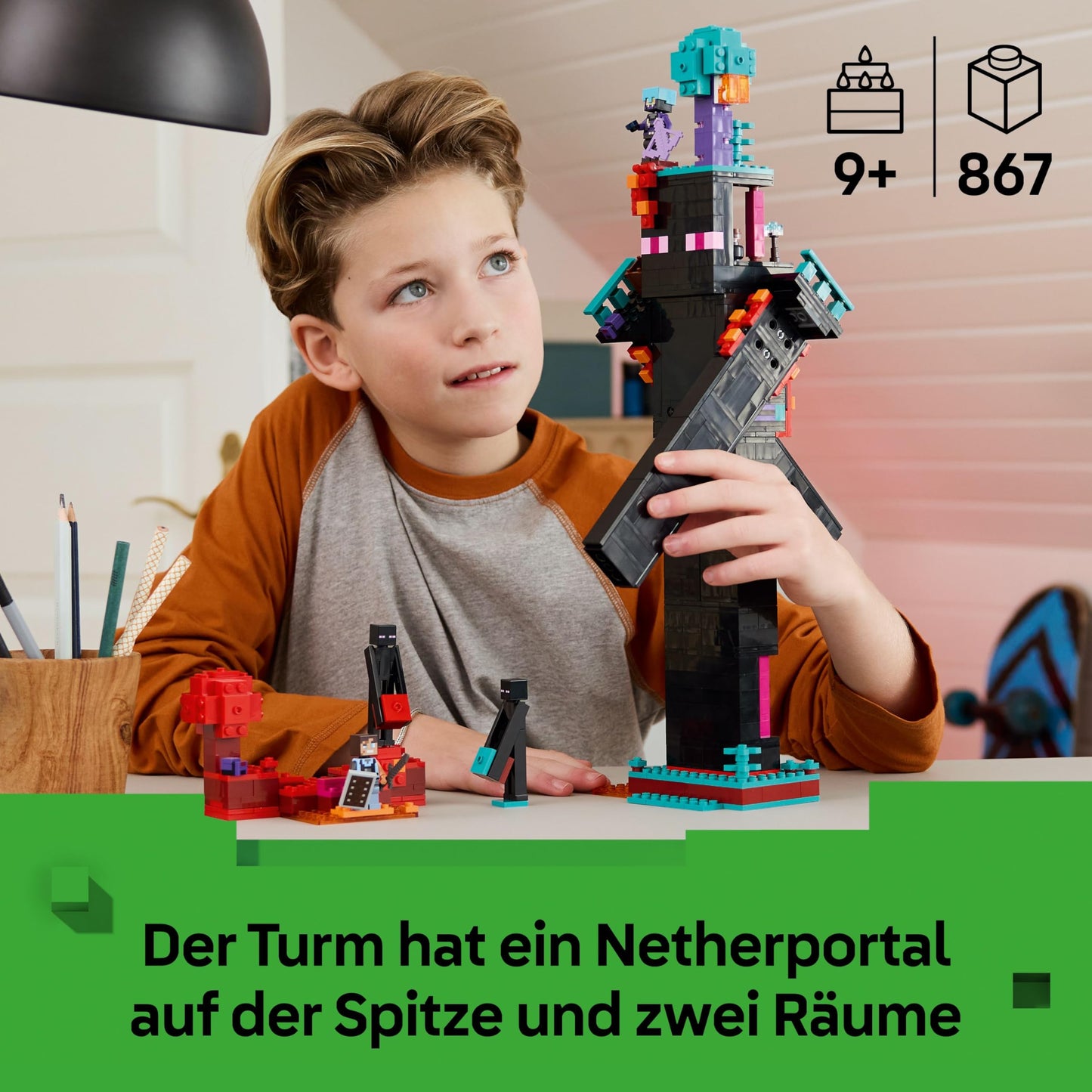LEGO Minecraft 2in1 The Enderman Tower - Modular gaming toy - Can be converted into 2 fortresses - With 4 minifigures to collect - Gamer gift for boys and girls aged 9 and up - 21279