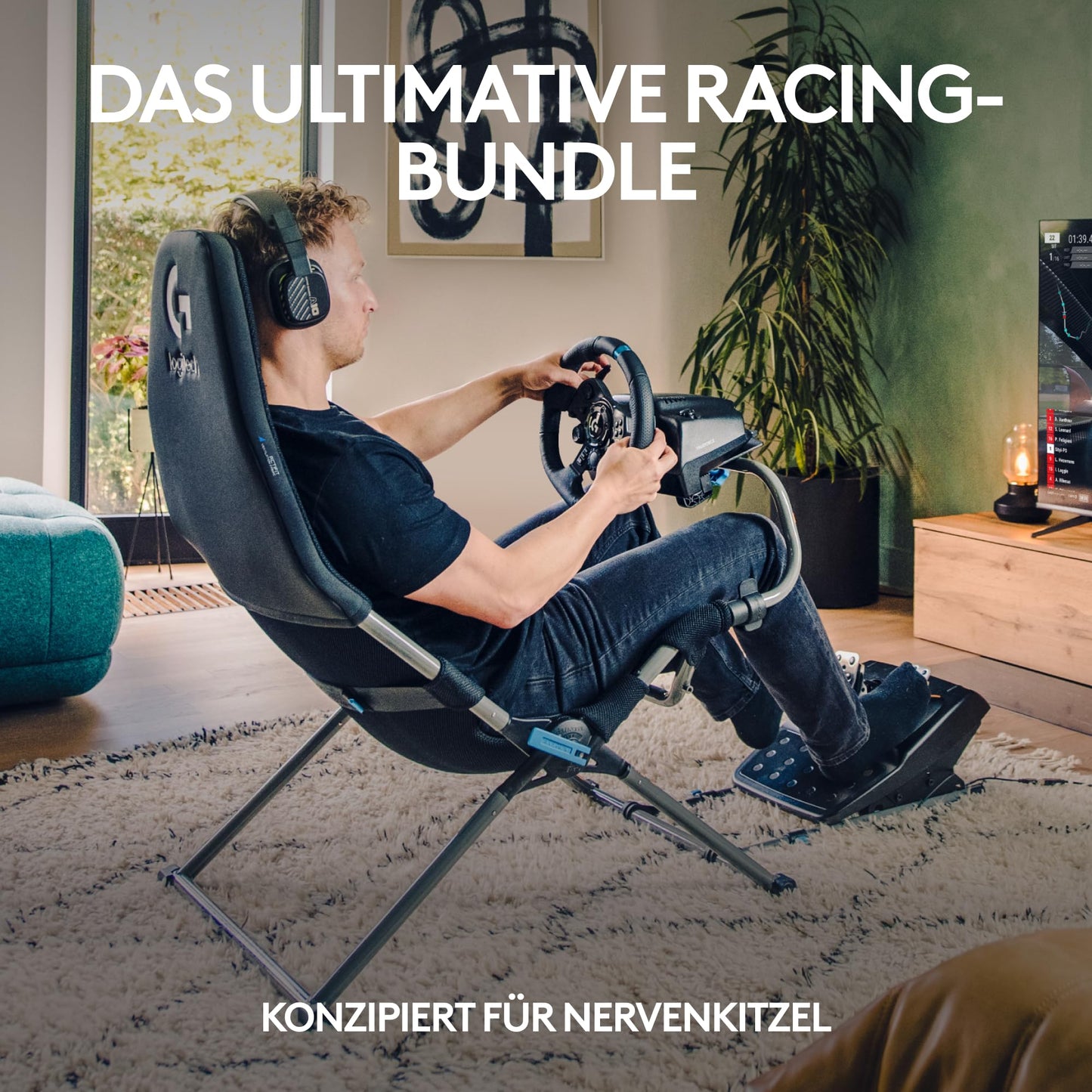 Logitech G923 Racing Wheel and Pedals, TRUEFORCE Force Feedback + Playseat Challenge X, Logitech G Edition – For Xbox X|S, Xbox One, PC, Mac – Black - 941-000158