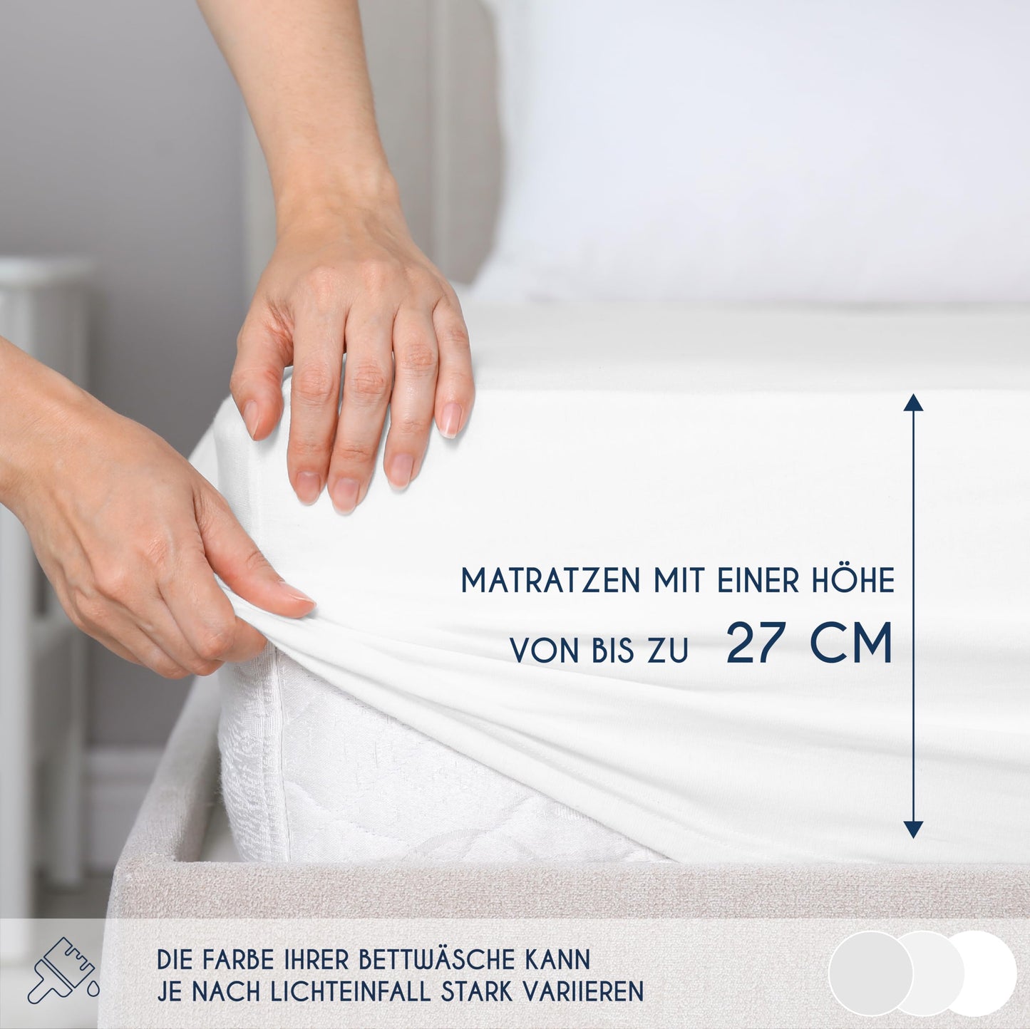 Dreamzie - fitted sheet 200x200cm - cotton Oeko Tex certified - white - 100% jersey fitted sheet 200x200 - DHC_200x200_Wh_2