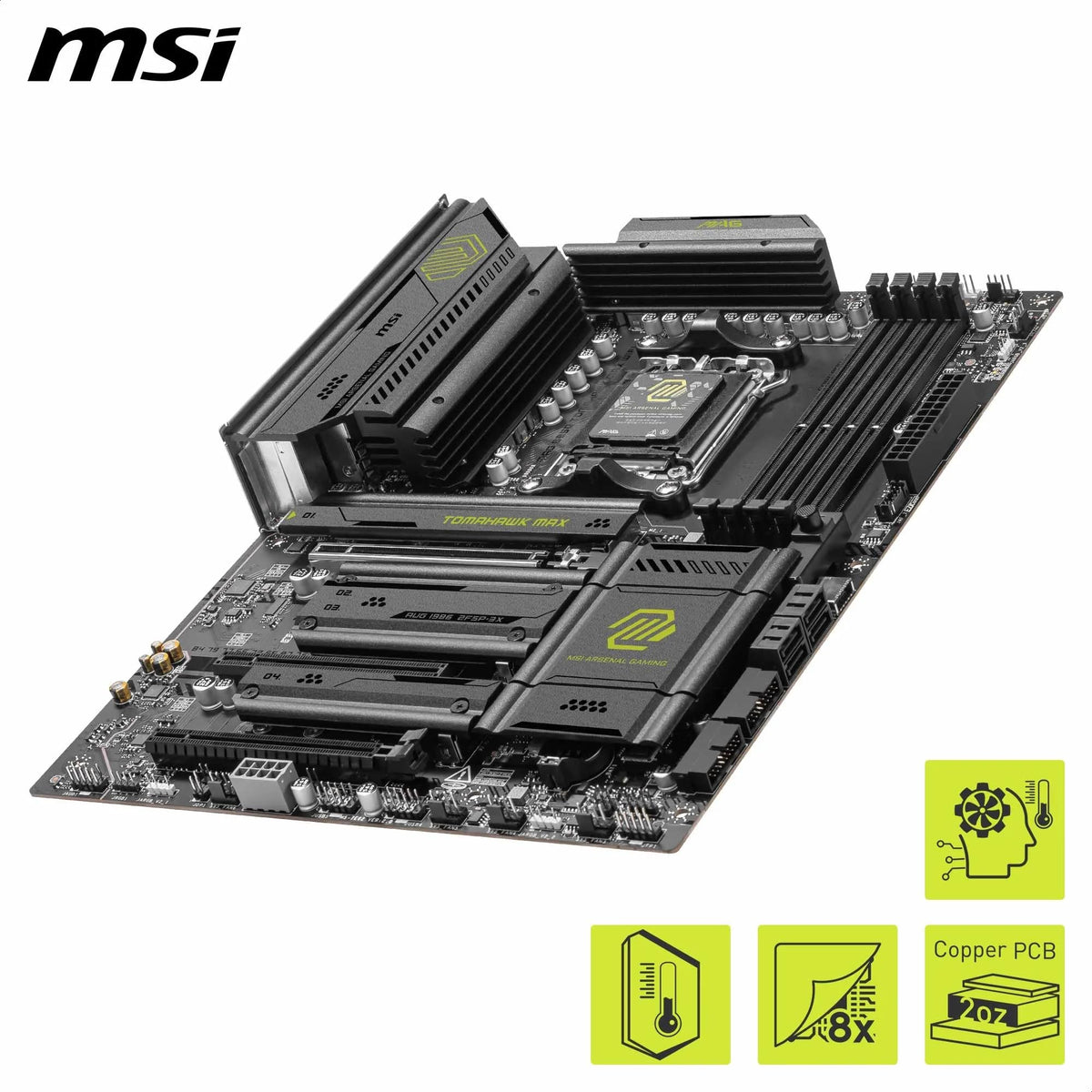 MSI MAG B850 Tomahawk MAX WiFi Motherboard, ATX - Supports AMD Ryzen 9000/8000/7000 processors, AM5-80A SPS VRM, DDR5 Memory Boost 8400+ MT/s (OC), PCIe 5.0 x16, M.2 Gen5, Wi-Fi 7, 5G LAN - 7E62-002R