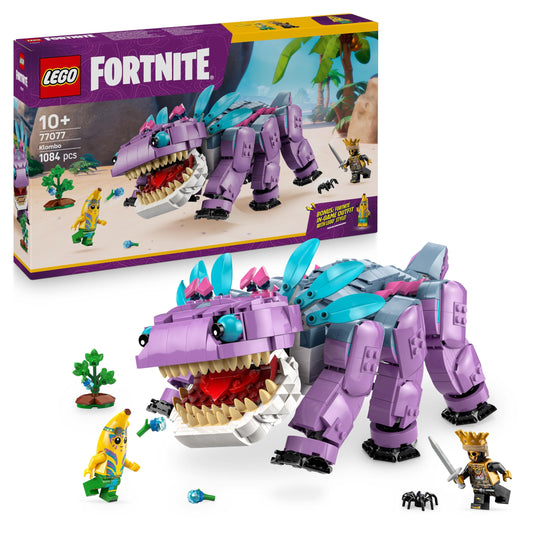 LEGO Fortnite Klombo gaming toy - play set with minifigures - dinosaur figure with island adventure scarf and ORO on Klombo's back - gamer gift for boys, girls and fans aged 10 and over - 77077