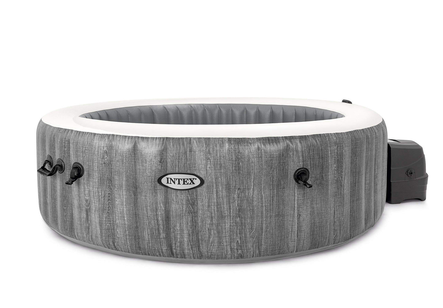 Intex Purespa Greywood Deluxe Ø 216 X 71 Cm Whirlpool Pure Spa - Bubble Massage, Dark Gray Wood Look - 28442