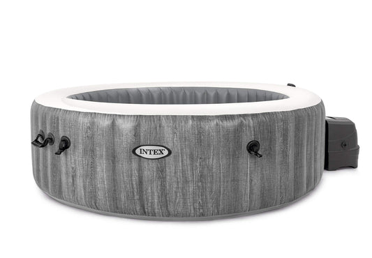 Intex Purespa Greywood Deluxe Ø 216 X 71 Cm Whirlpool Pure Spa - Bubble Massage, Dark Gray Wood Look - 28442