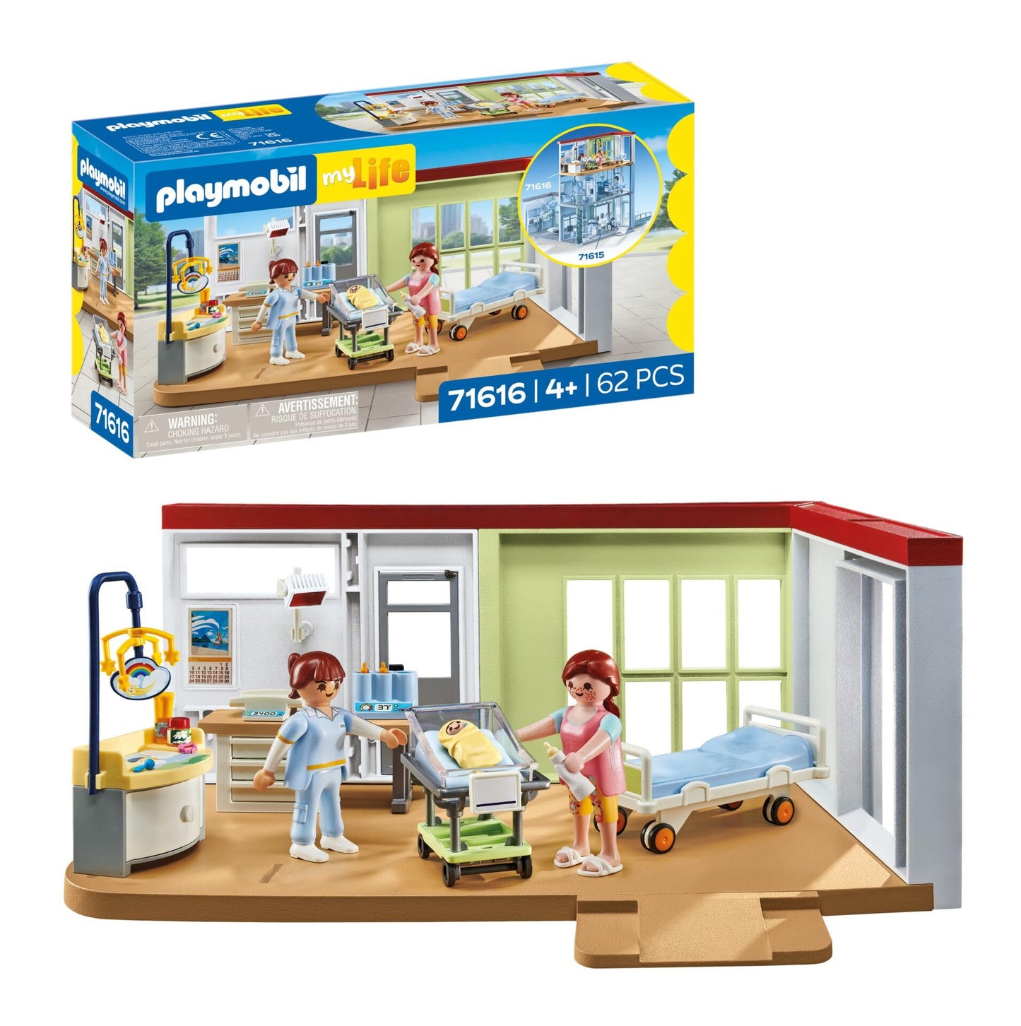 PLAYMOBIL | My Life | Maternity ward | Made from over 80% recycled and bio-based materials | Detailed toy for children ages 4 and up | 71616