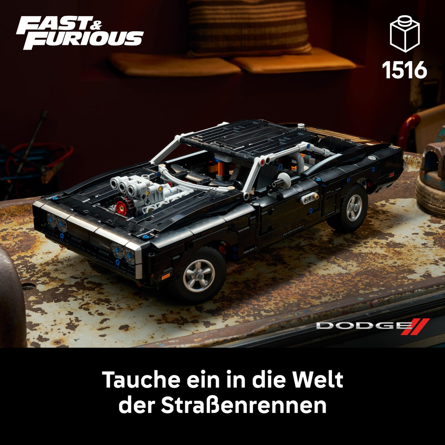 LEGO Technic Fast and Furious Dodge Charger R/T car - model car for adults - collector's set with V8 engine and suspension - nostalgic gift for film fans - 42231