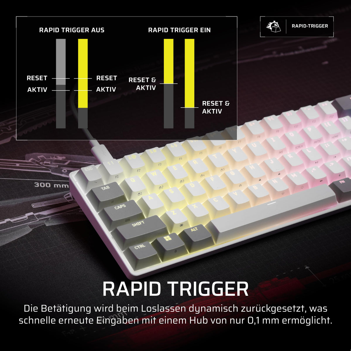 Corsair Clipper PRO MINI 60 SOCD Gaming-Tastatur cu efect Hall – Alb - CH-979111J-DE