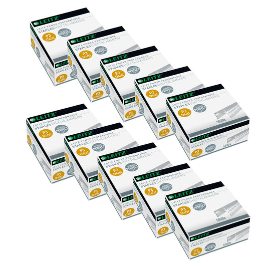 Leitz Power Performance P3 staples, 24 x 6 mm, pack of 10, 5000 pieces, galvanized metal, 54990000 - 54990000-10