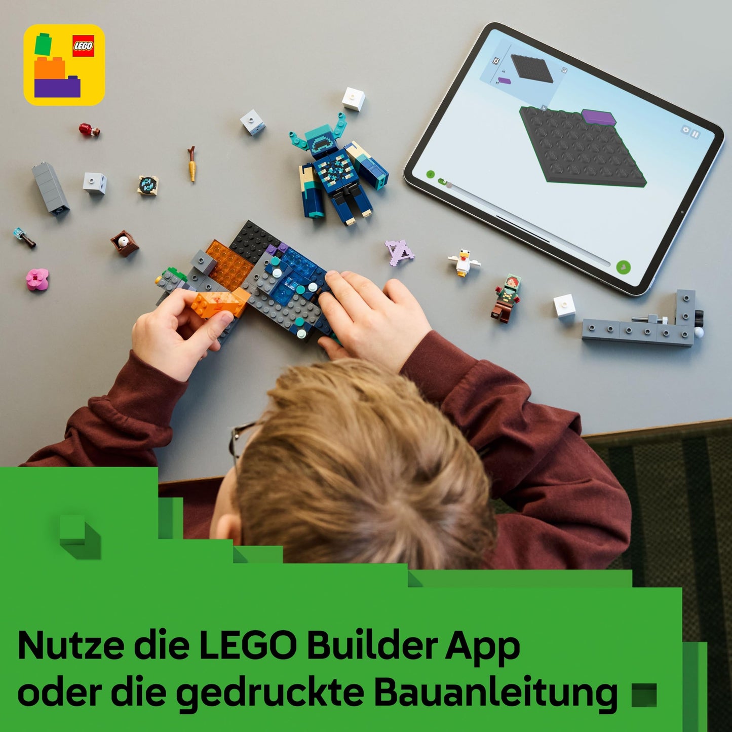 LEGO Minecraft Encounter with the Guardian - Toy with mute ranger minifigure and movable mob figure - With TNT function for rock fall - Gift for boys aged 7 and up and gaming fans - 21274