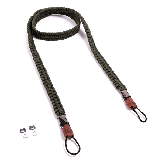 C-Rope camera strap THE TRAVELER hand-braided from paracord, shoulder strap with quick release, 140cm, olive - CRP-TRL-140-OLV