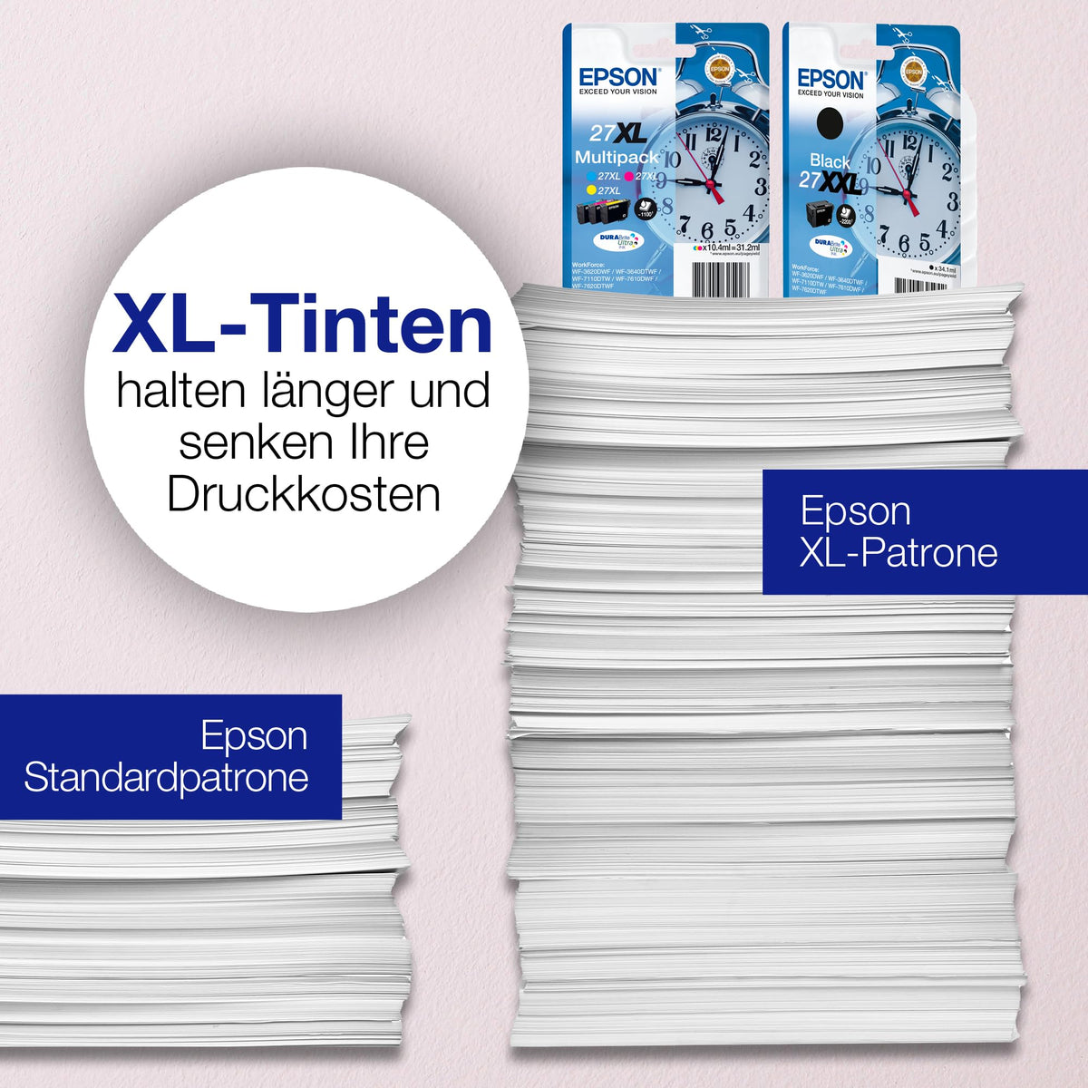 Epson Original 27XL Ink Wake-Up (WF-3620DWF, WF-3640DTWF, WF-7110DTW, WF-7210DTW, WF-7610DWF, WF-7620DTWF, WF-7710DWF, WF-7715DWF, WF-7720DTWF, Amazon Dash Replenishment capable) Multipack 3-color - C13T27154510