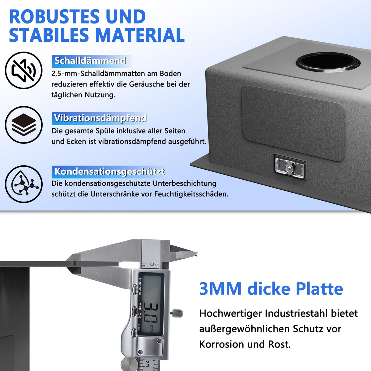 Black Stainless Steel Kitchen Sink 40 x 30 cm, 1 Bowl Sink - K4030BK