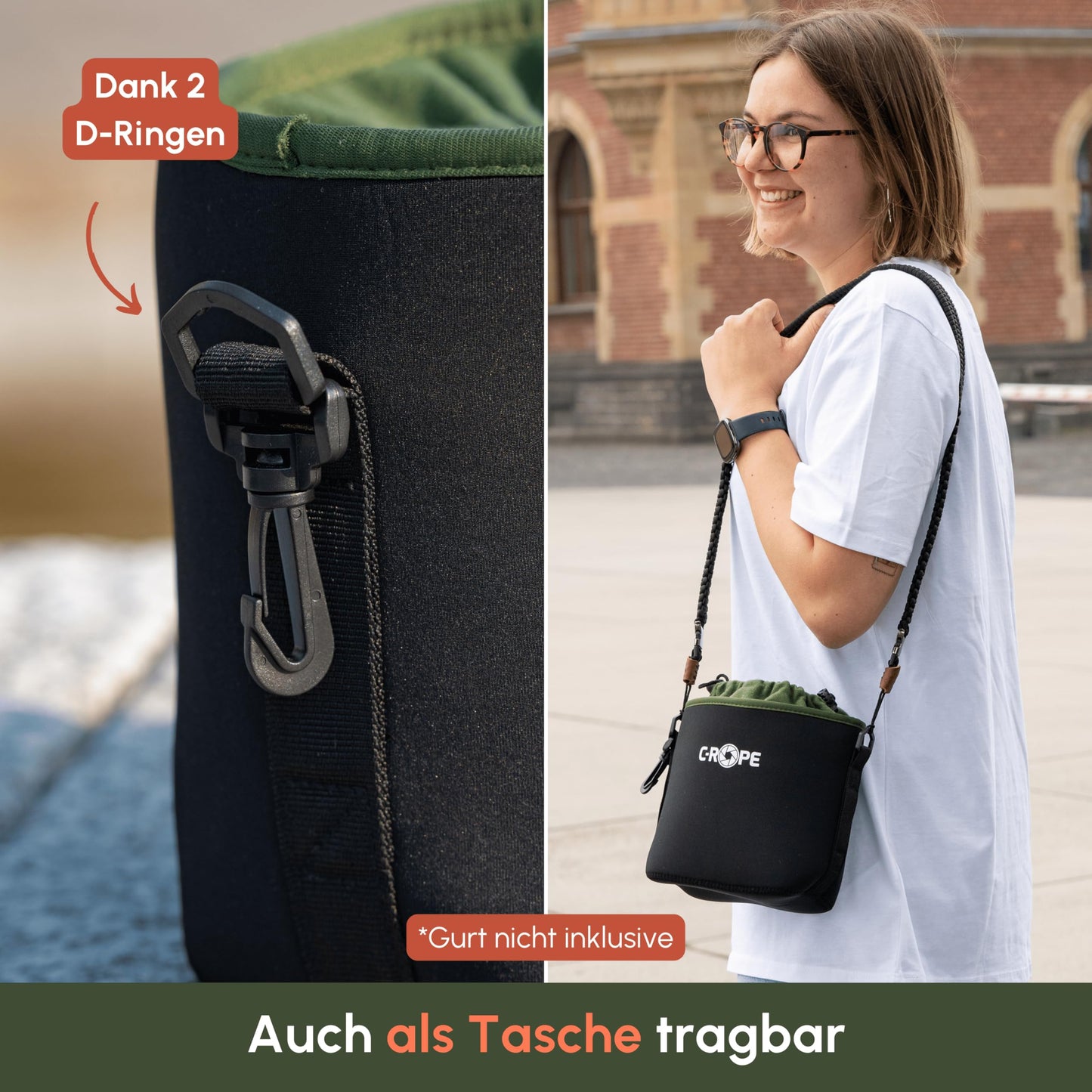 C-Rope Neoprene Camera Bag, Neoprene Bag with Fleece Lining, Water Resistant Camera Accessories - Size S - CRP-CNB-S-BLK-2